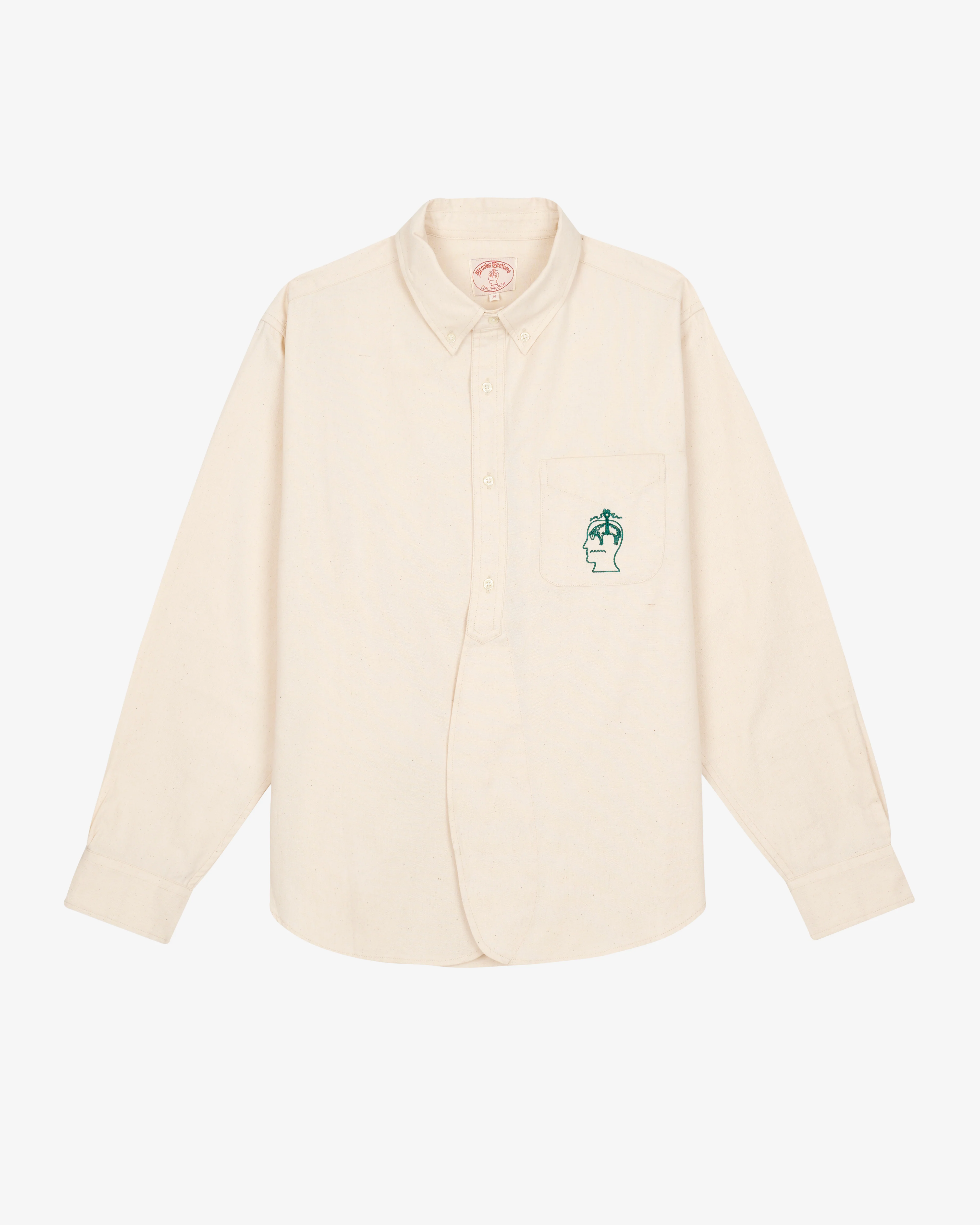 Brain Dead - Men's Brooks Brothers California Half Placket Oxford Button Up - (Natural) view 1, Click to Zoom in
