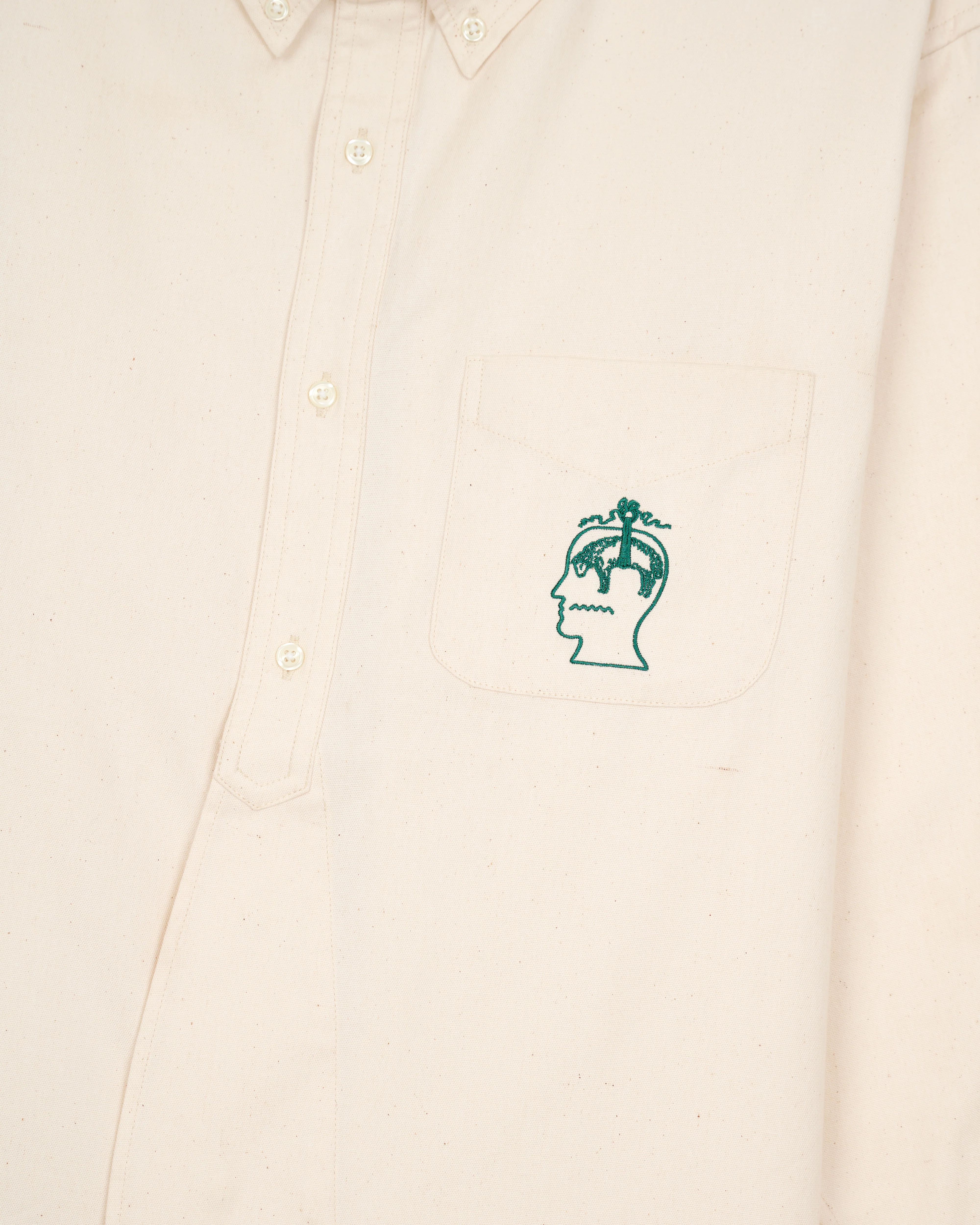 Brain Dead - Men's Brooks Brothers California Half Placket Oxford Button Up - (Natural) view 3, Click to Zoom in