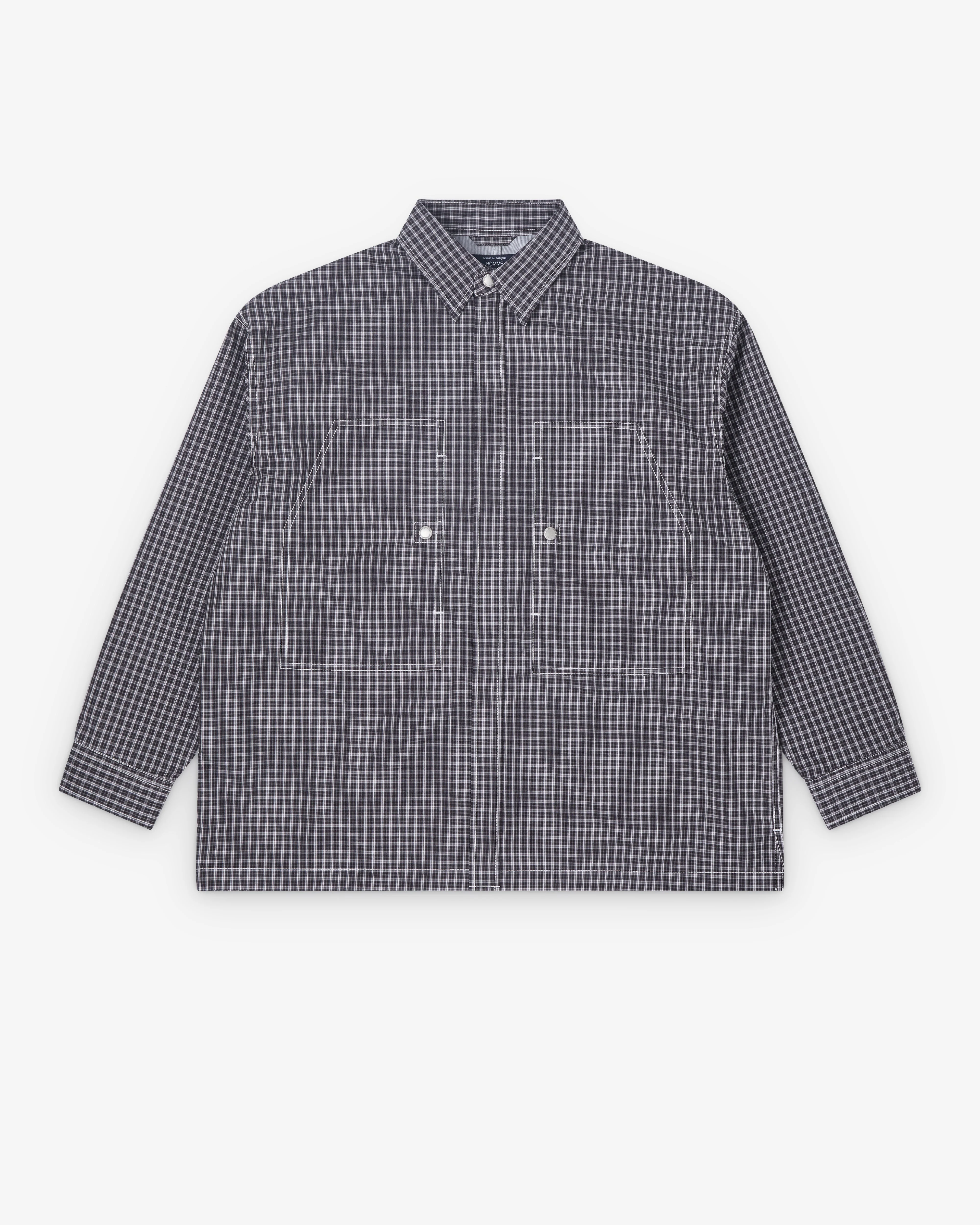 CDG Homme - Men's Check Utility Shirt - (Black/White/Charcoal)