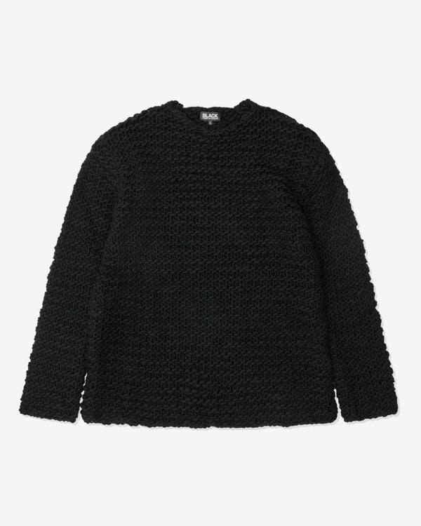 Black Comme des Garçons - Unisex Wool Garter Stitch Sweater - (Black)