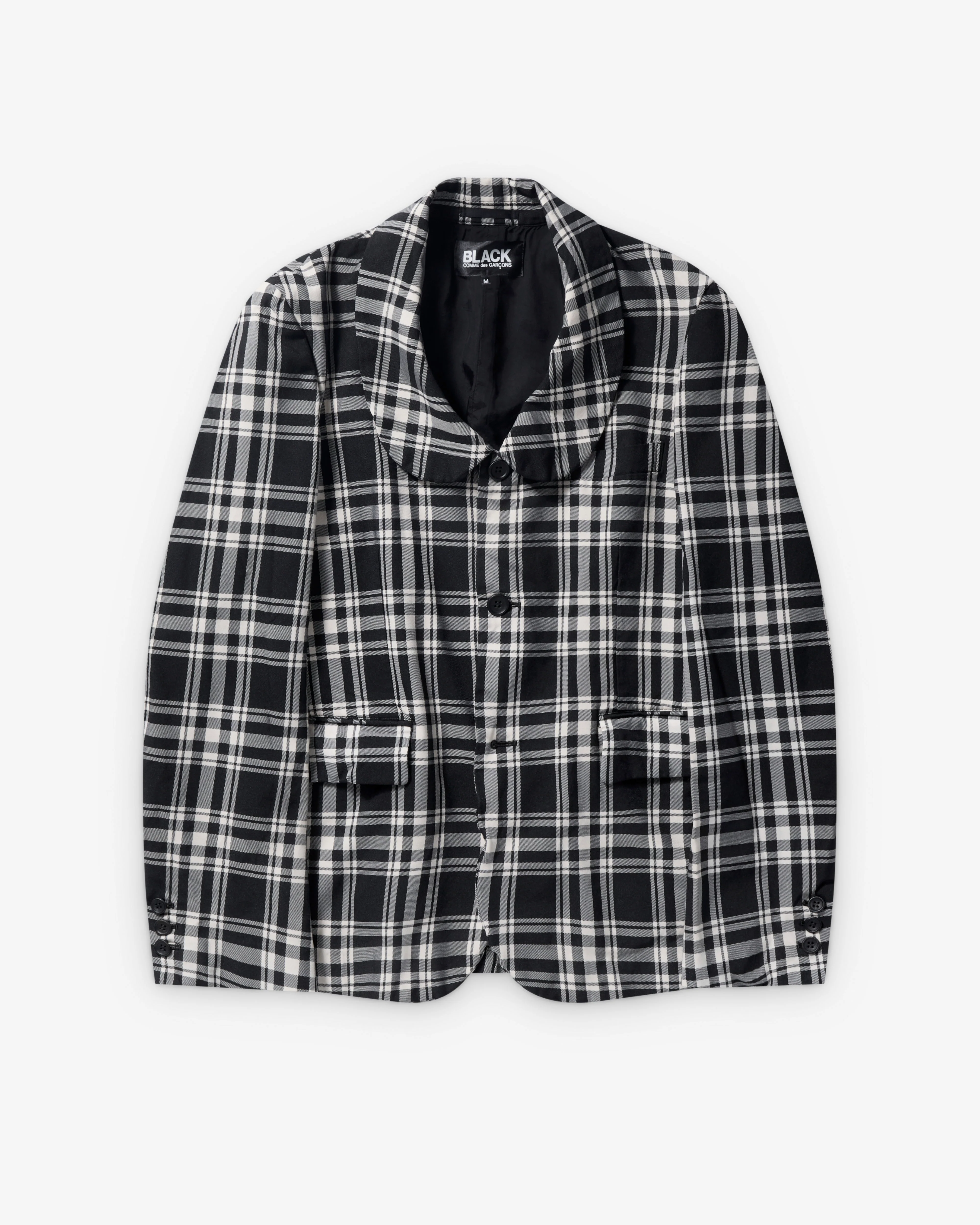 Black Comme des Garçons - Check Single Breasted Jacket - (Black/White)