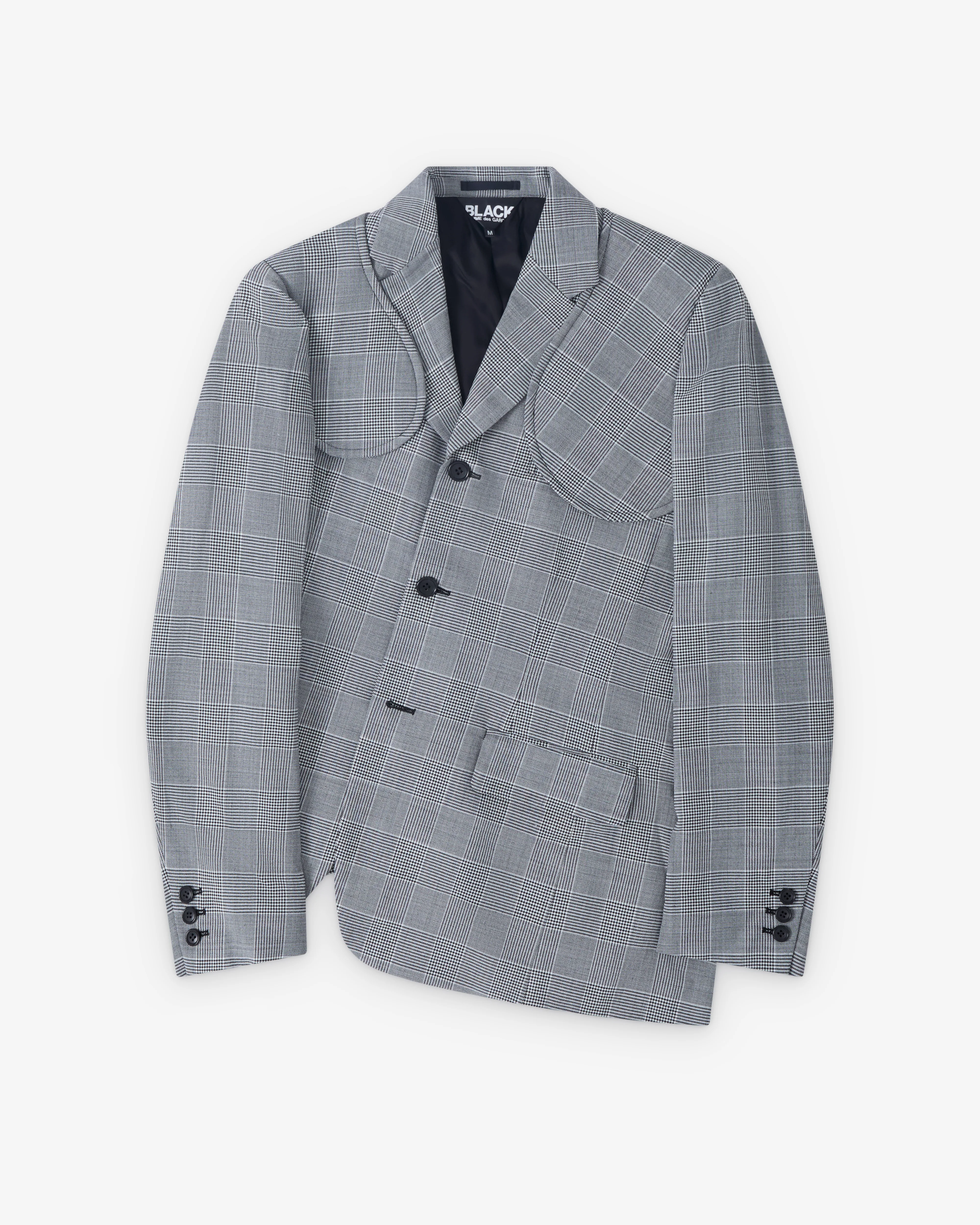 Black Comme des Garçons - Houndstooth Asymmetric Check Blazer - (Black/White)
