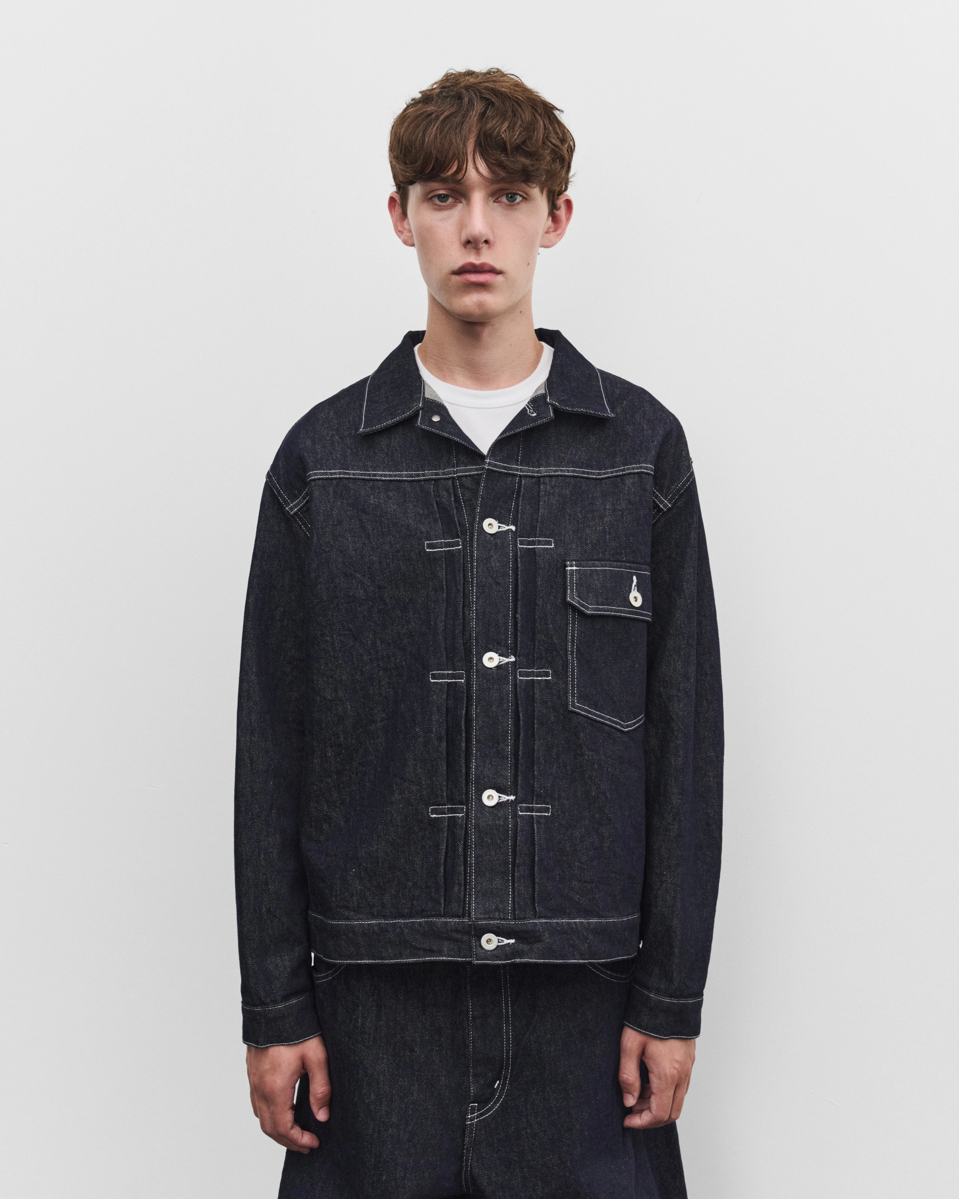 CDG Homme - Men's Denim Jacket - (Navy/White)