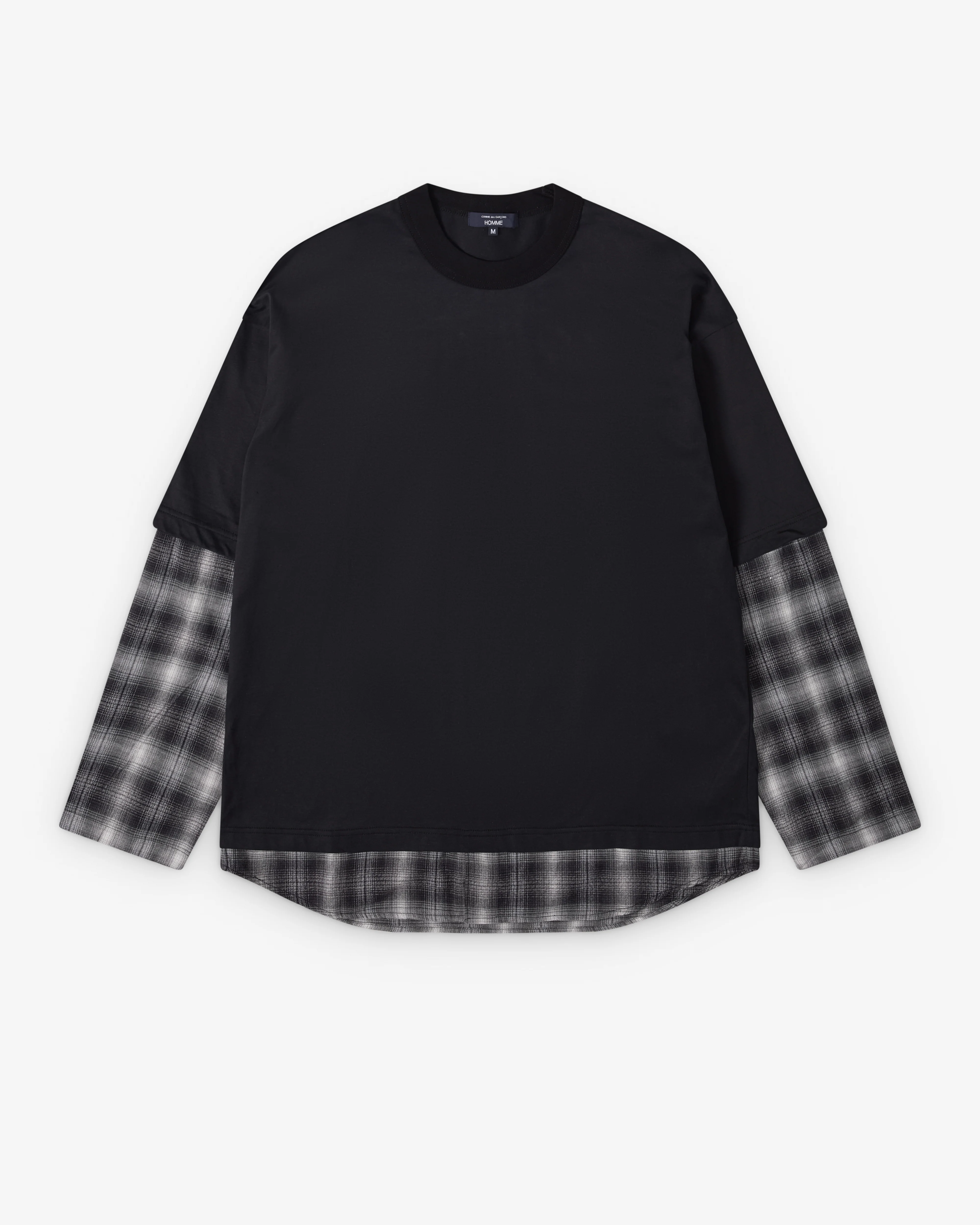 CDG Homme - Men's Layered T-Shirt - (Black/Check)