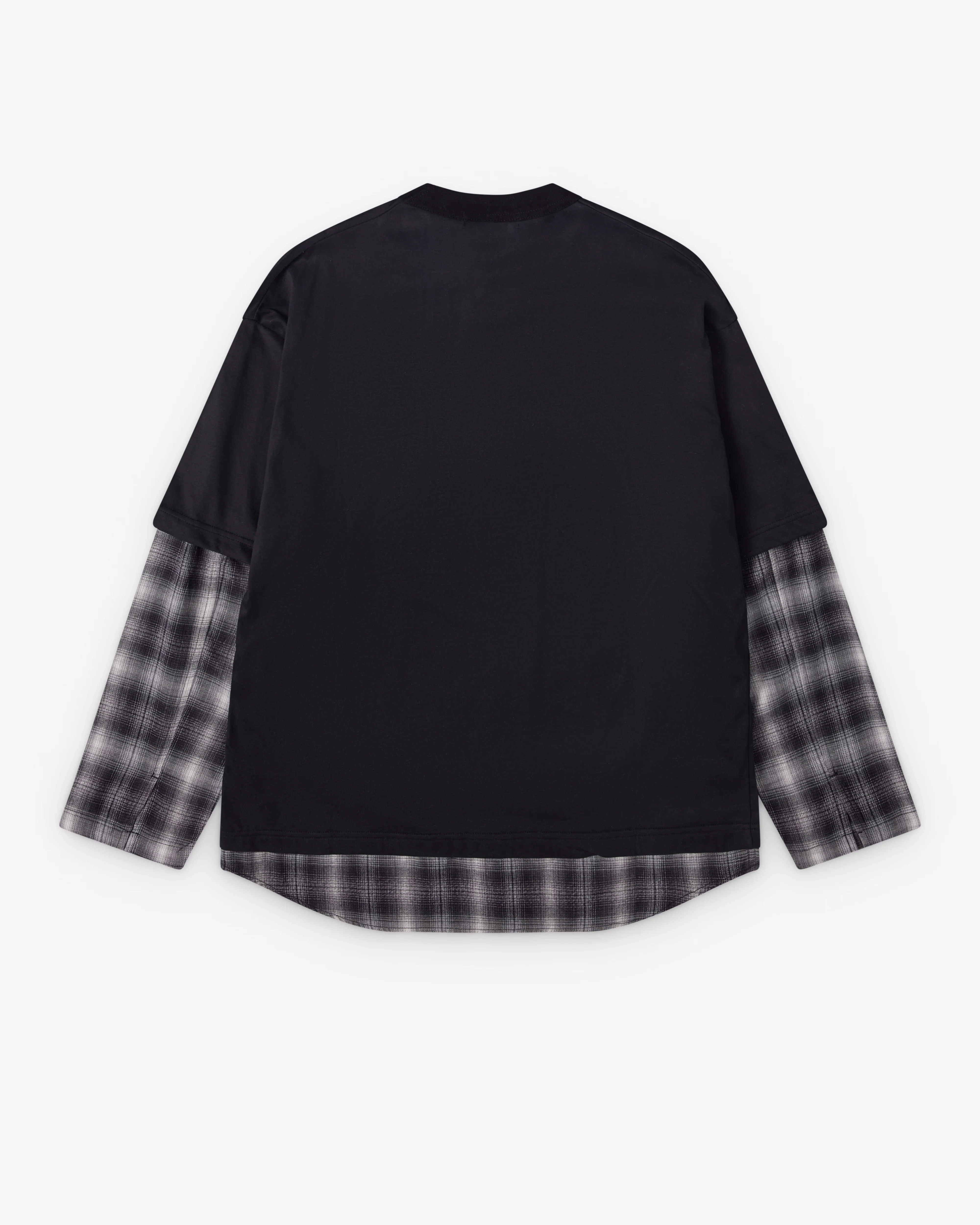 CDG Homme - Men's Layered T-Shirt - (Black/Check)