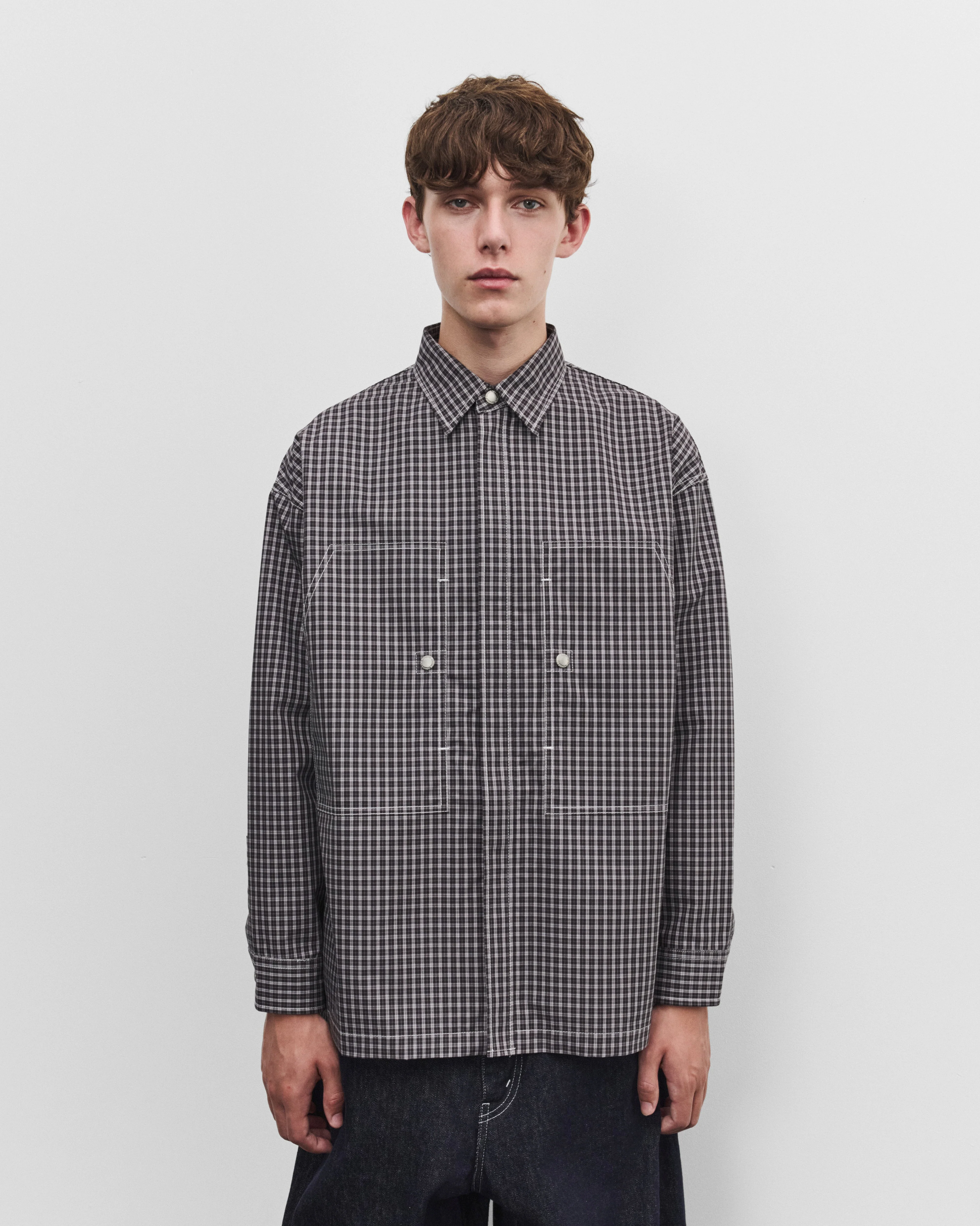 CDG Homme - Men's Check Utility Shirt - (Black/White/Charcoal)