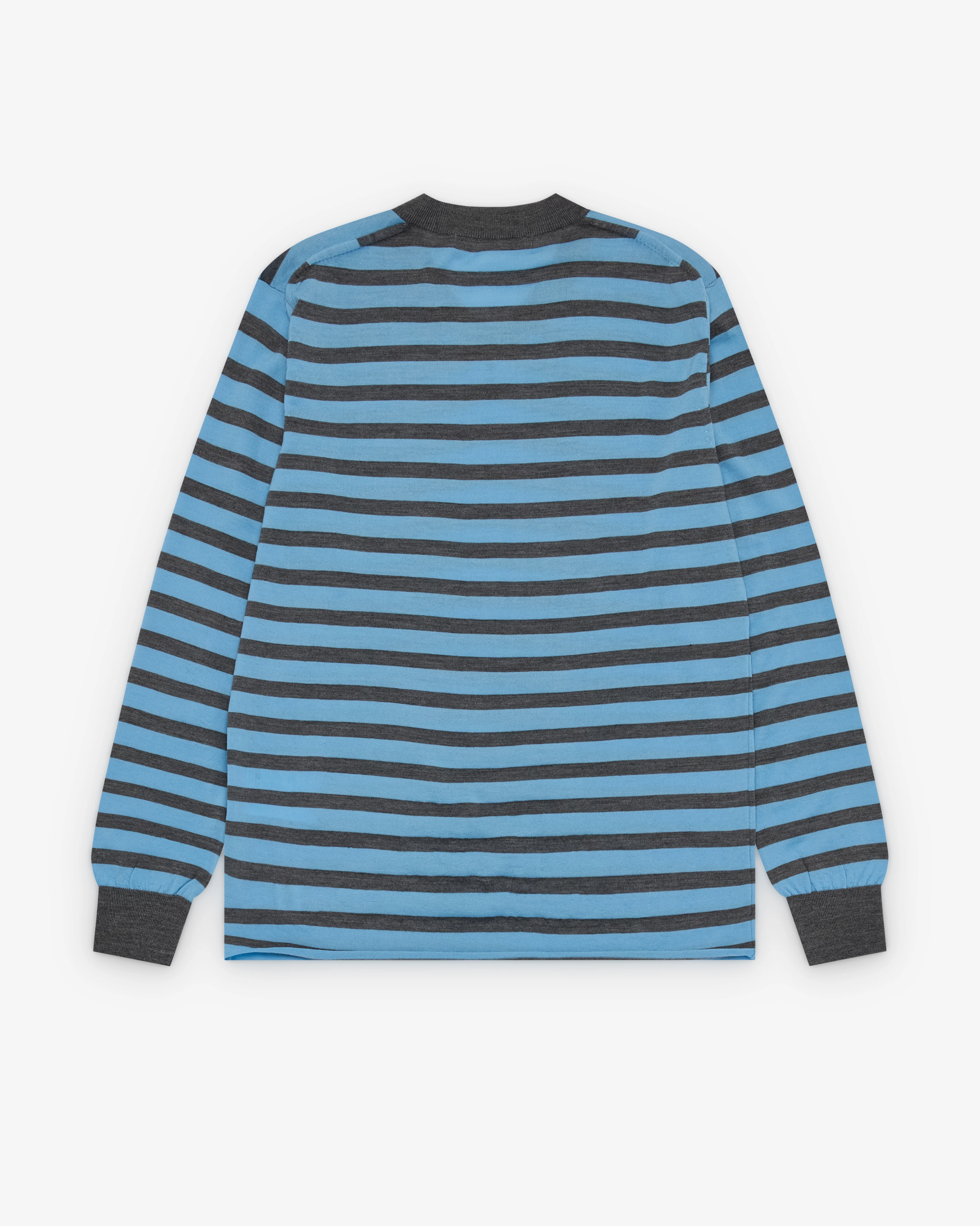 Junya Watanabe Man - Men's Striped V-Neck Sweater - (Grey/Sax Blue)