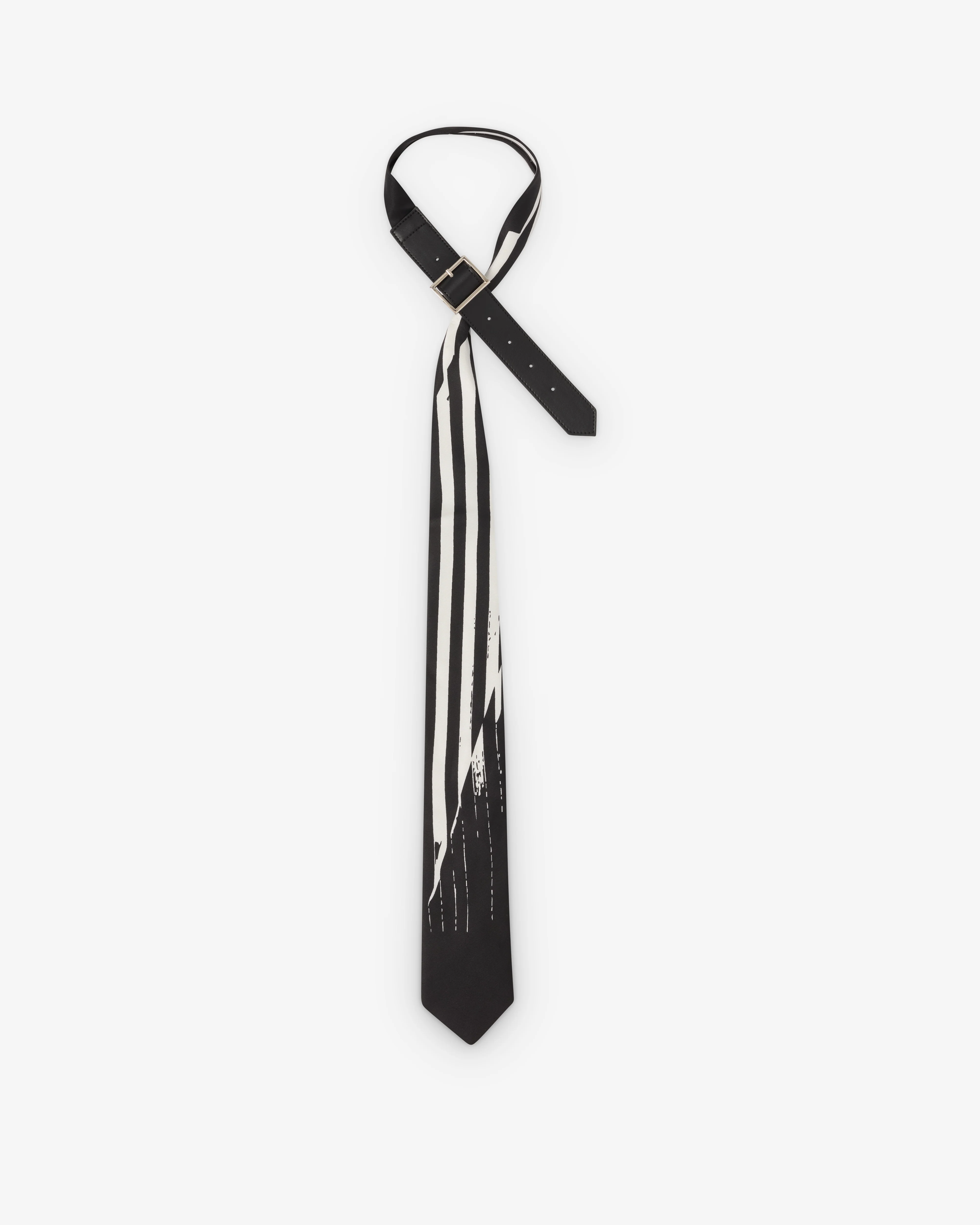 DSM Kei Ninomiya - Men's Printed Stripe Strap Tie - (Black/White)