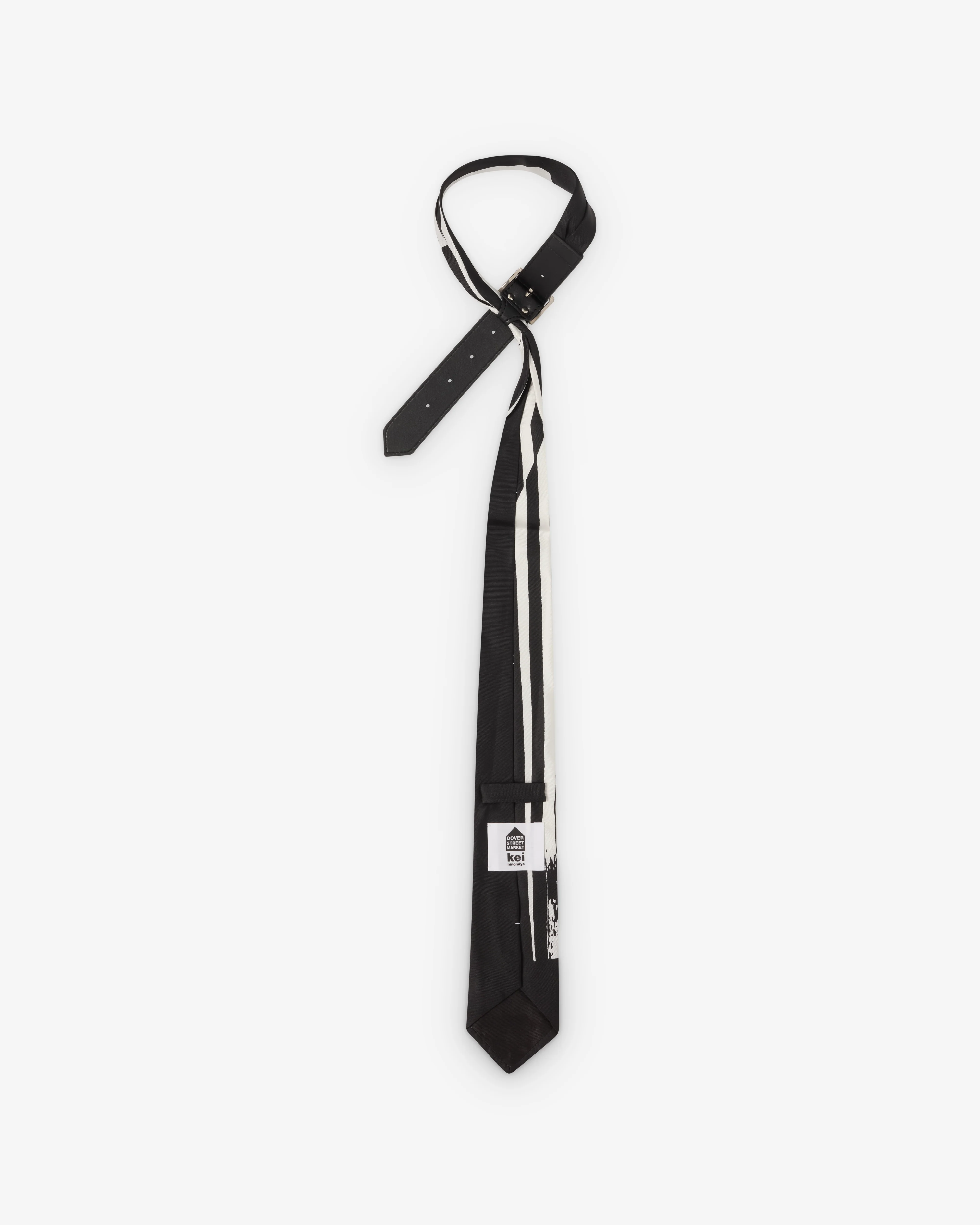 DSM Kei Ninomiya - Men's Printed Stripe Strap Tie - (Black/White)