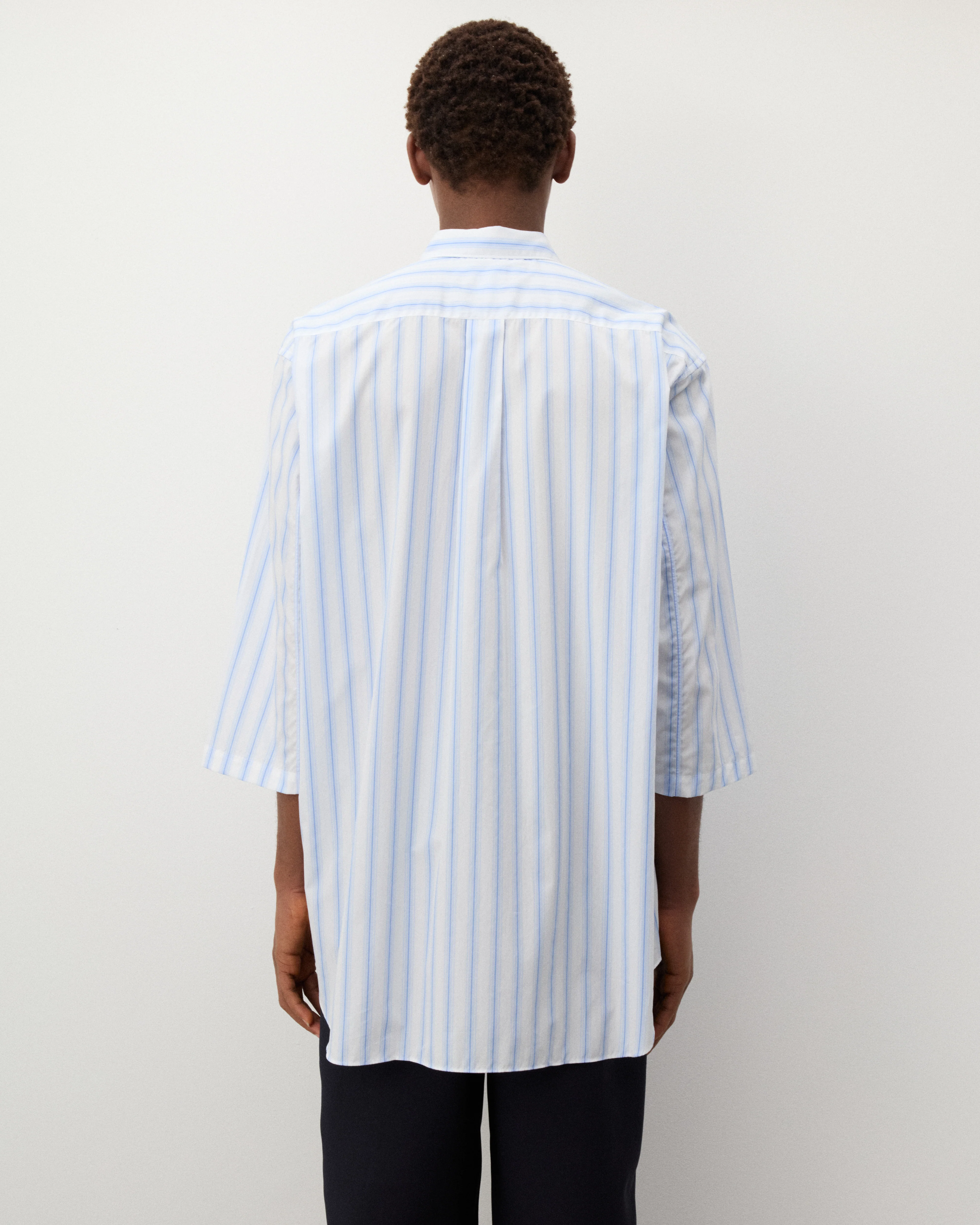 CDG Shirt - Men's Short Sleeve Striped Shirt - (Blue Stripe)