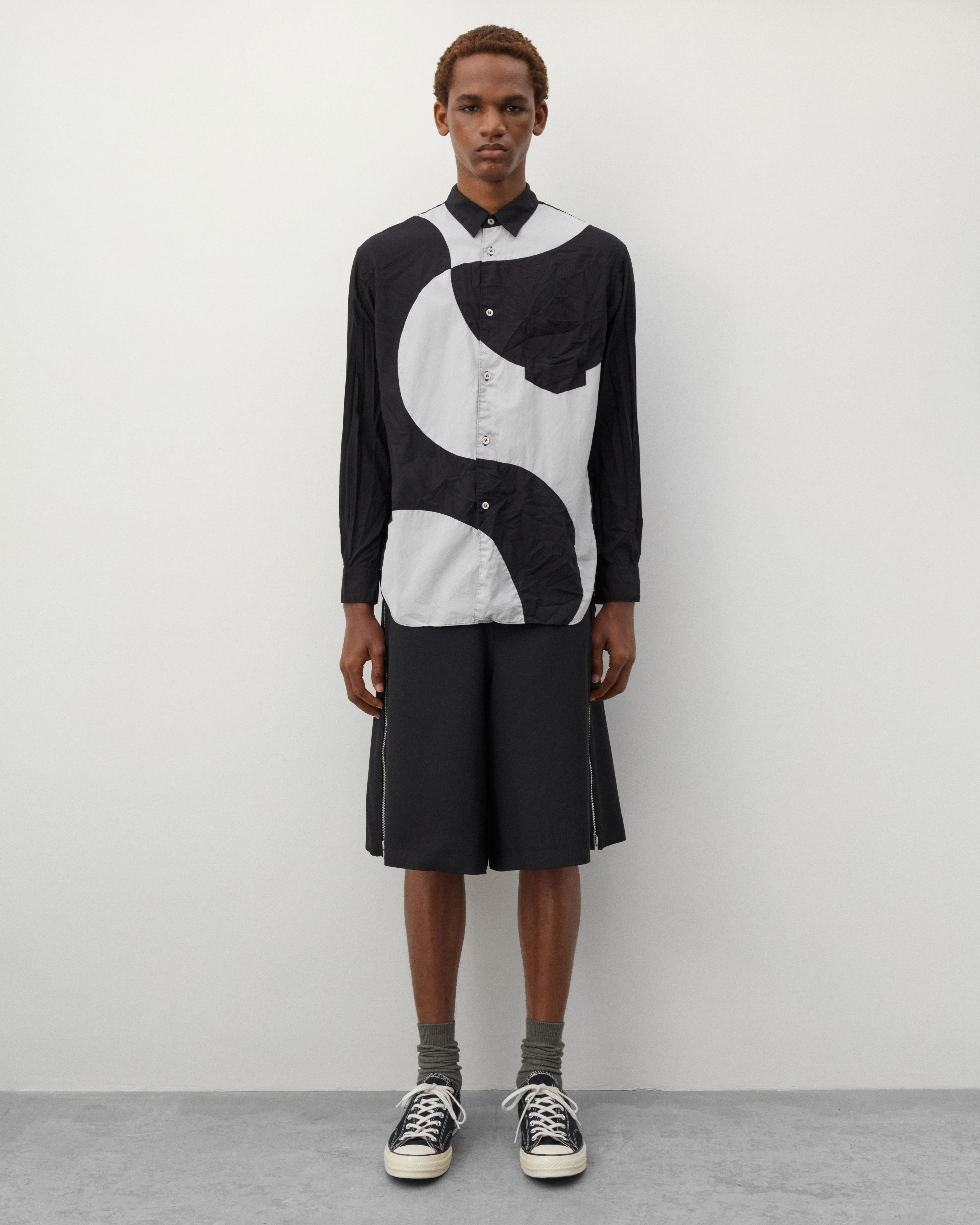 CDG Shirt - Men's Contrast Shapes Shirt - (Black/White)