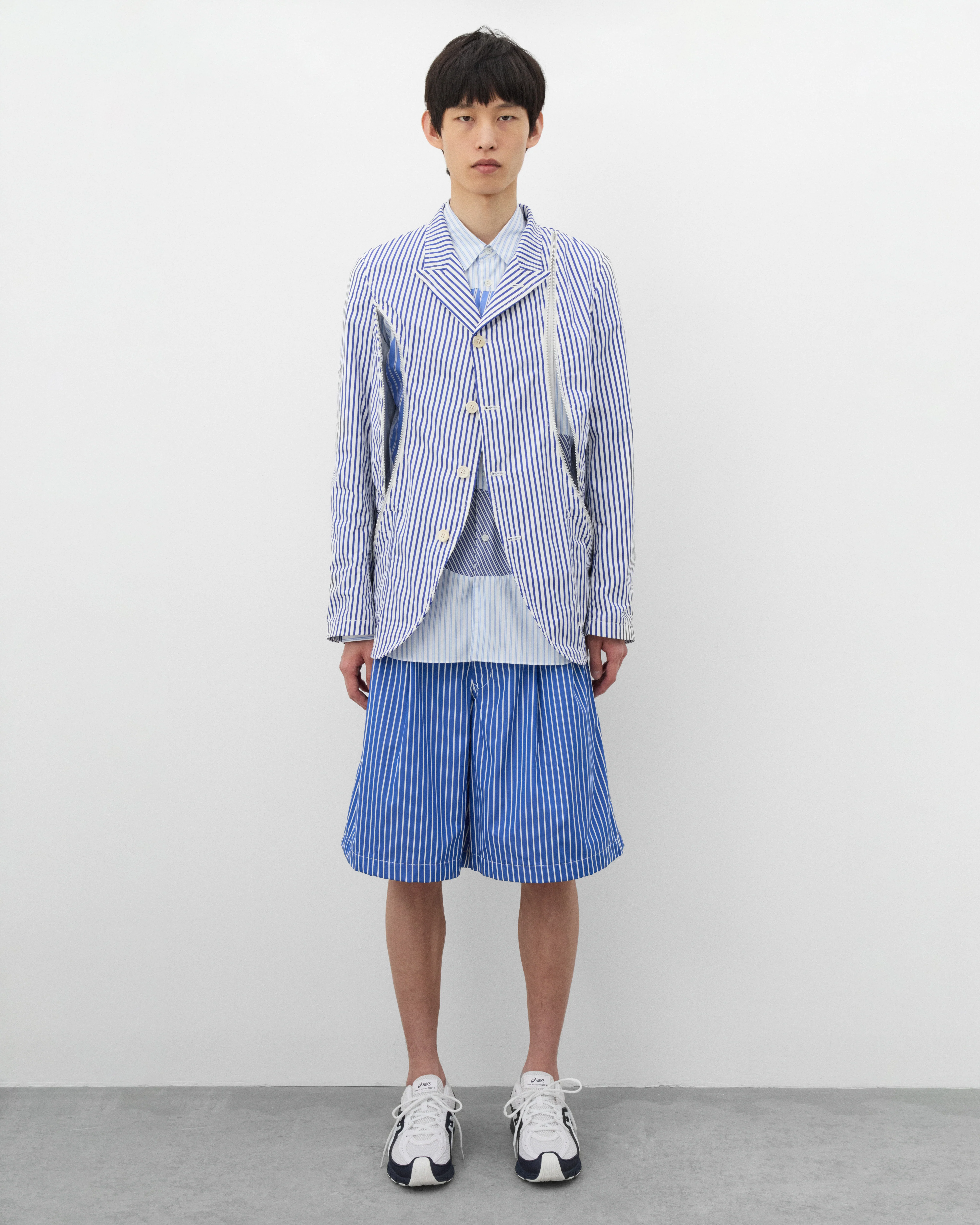 CDG Shirt - Men's Striped Zip Blazer - (Blue/White)