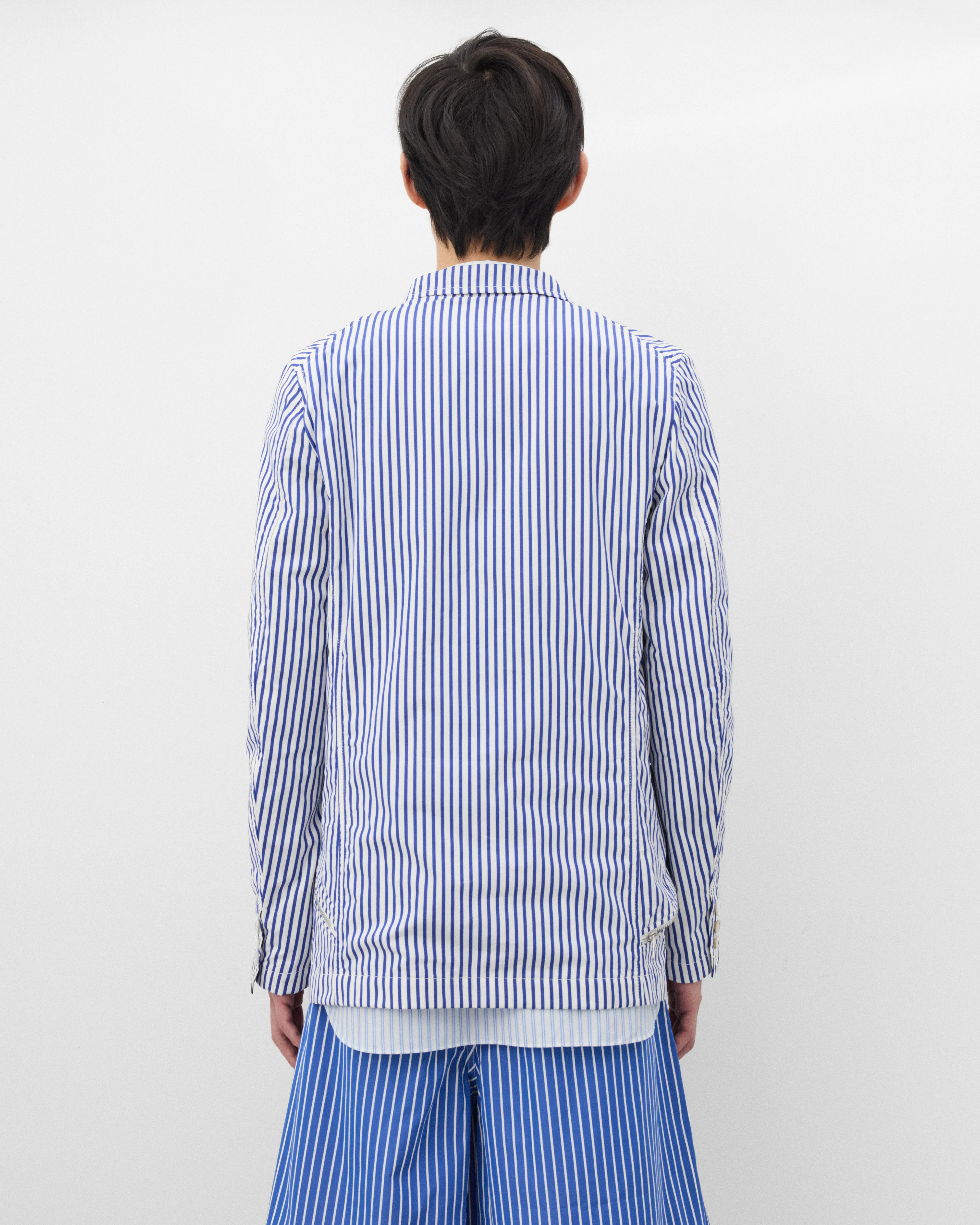 CDG Shirt - Men's Striped Zip Blazer - (Blue/White)