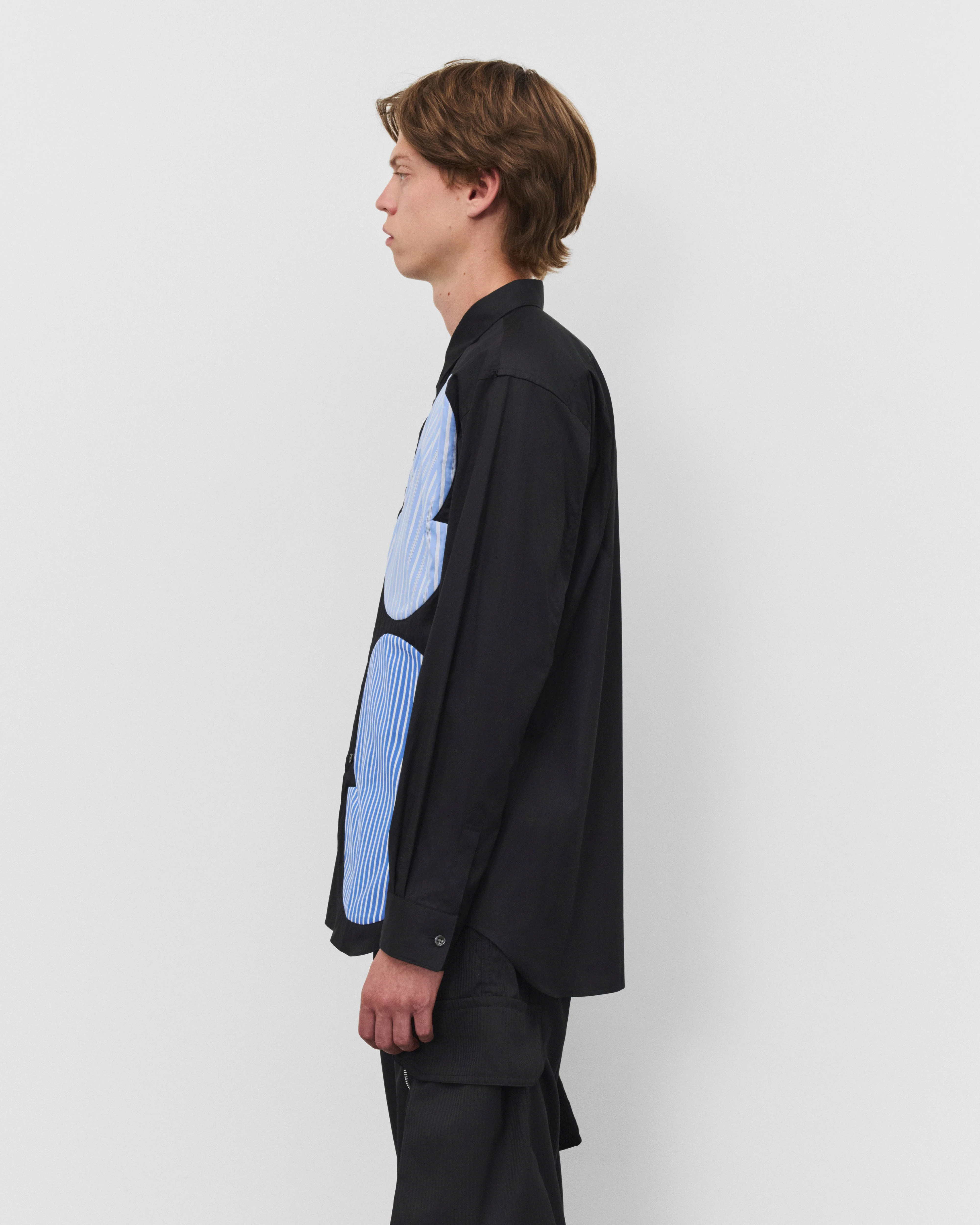 CDG Shirt - Men's Stripe Graphic Shirt - (Black/Blue Stripe)