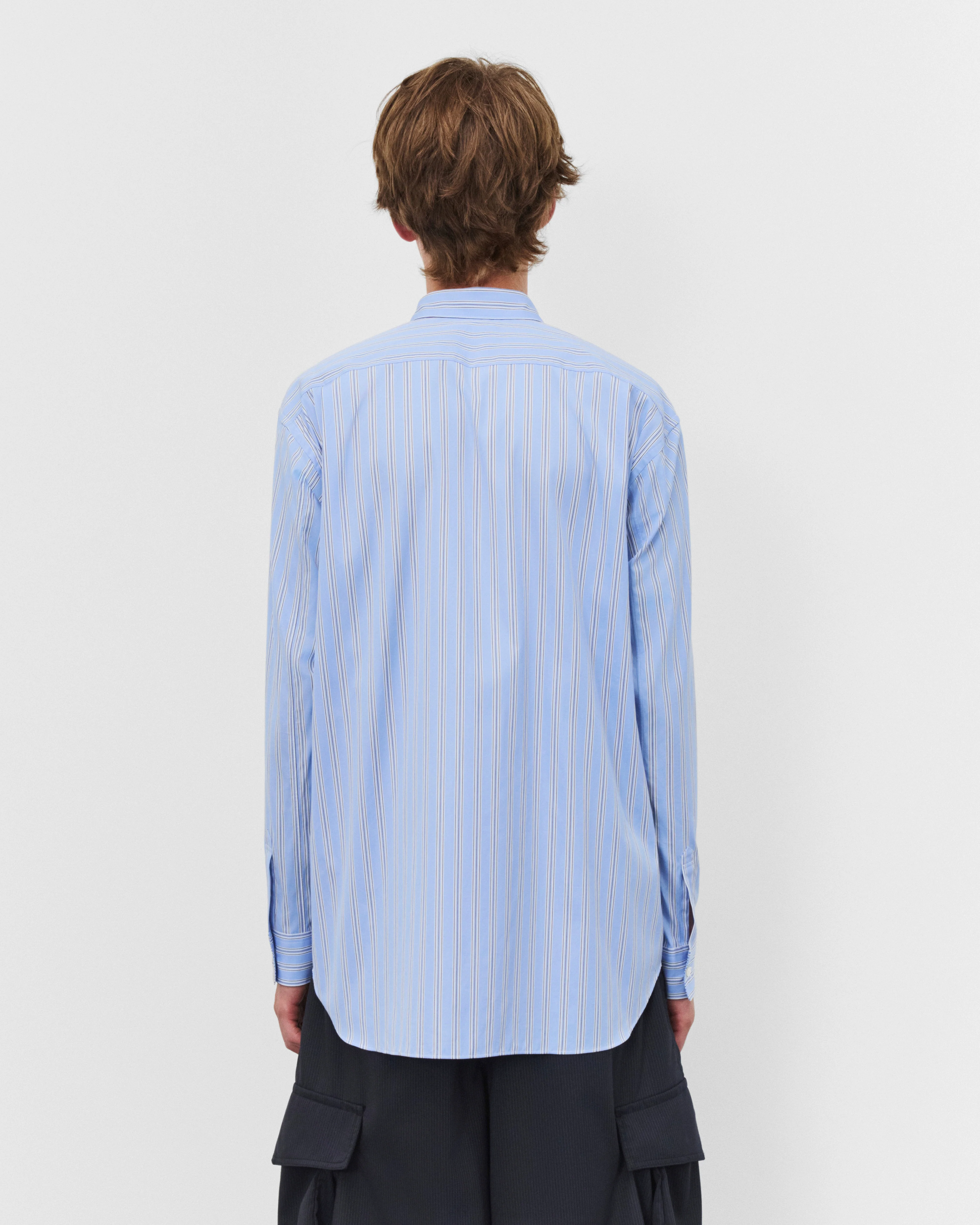 CDG Shirt - Men's Graphic Panel Shirt - (Blue Stripe/White)