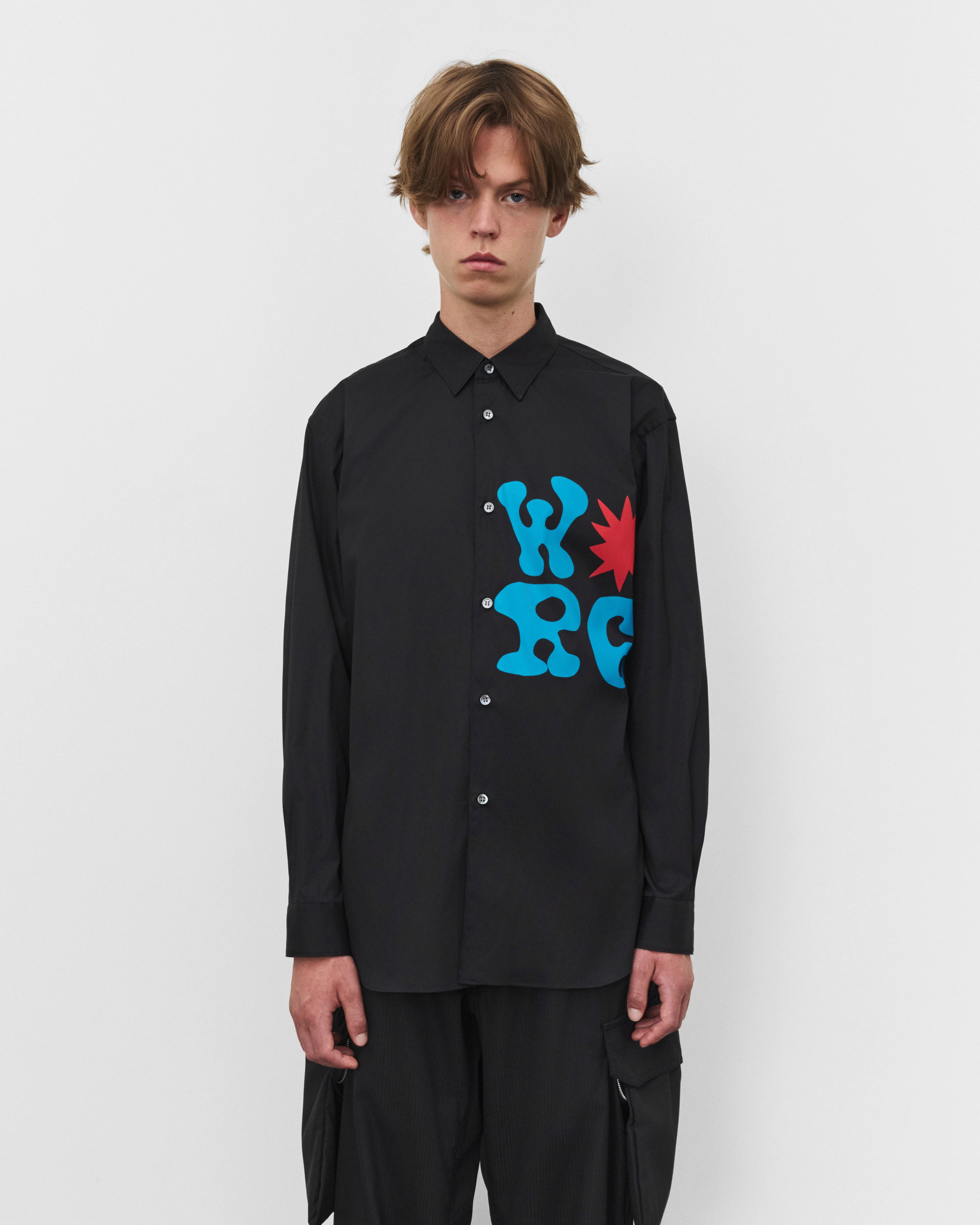 CDG Shirt - Men's Poplin Print Shirt - (Black)