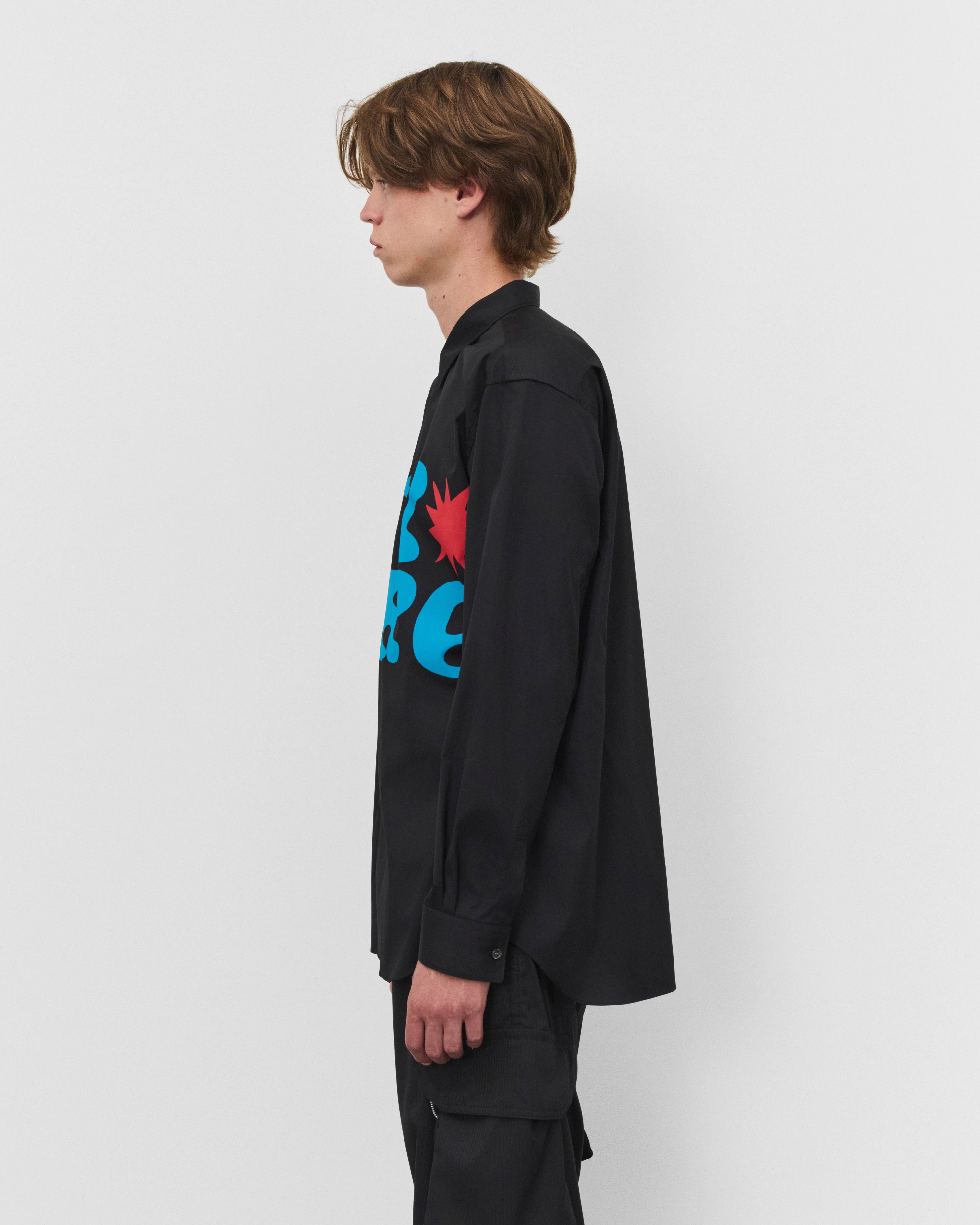 CDG Shirt - Men's Poplin Print Shirt - (Black)