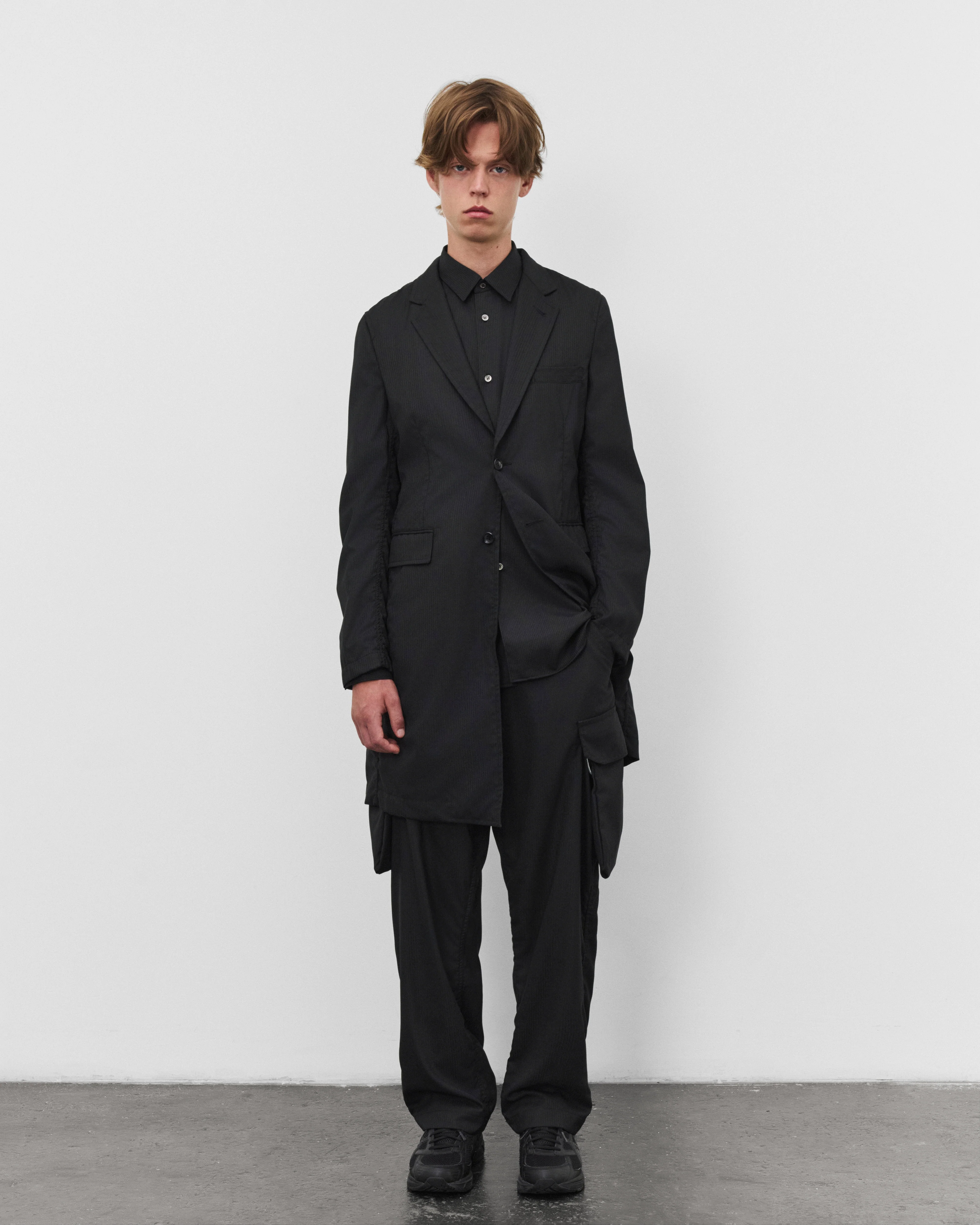 CDG Shirt - Men's Single Breasted Herringbone Jacket - (Black/Navy)
