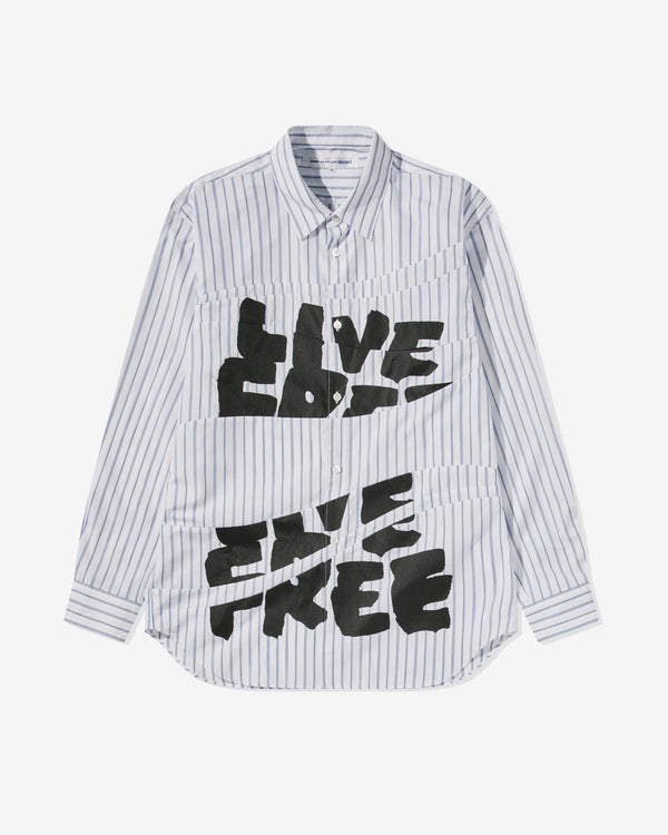 CDG Shirt - Men
s Live Free Curved Printed Shirt - (Stripe)