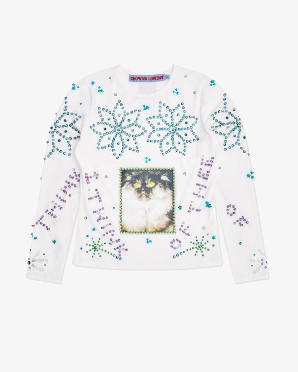 Chopova Lowena - Women
s Kitty Beaded Jersey Top - (White)