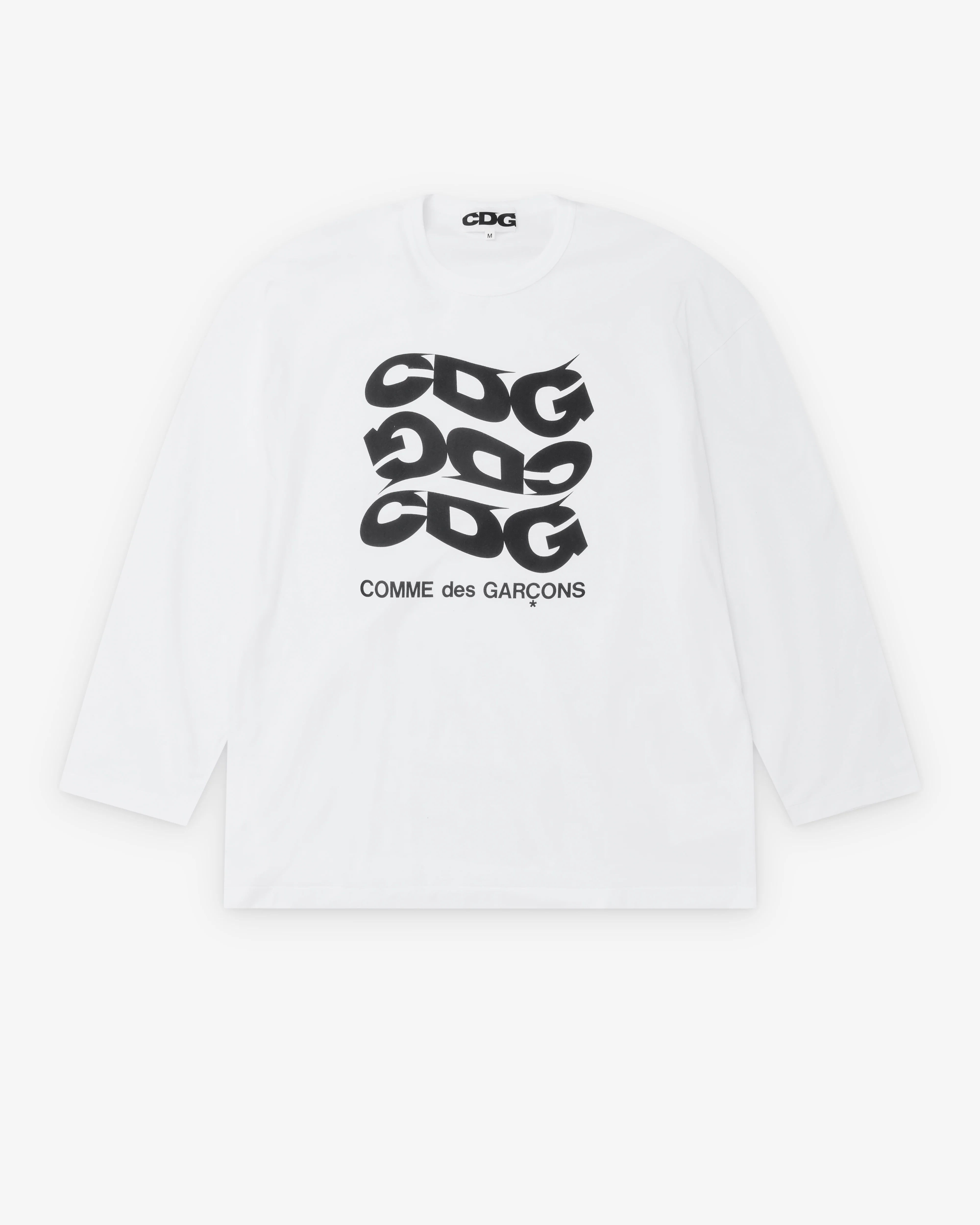 CDG - Men's Wavy Print Oversized L/S T-Shirt - (White)