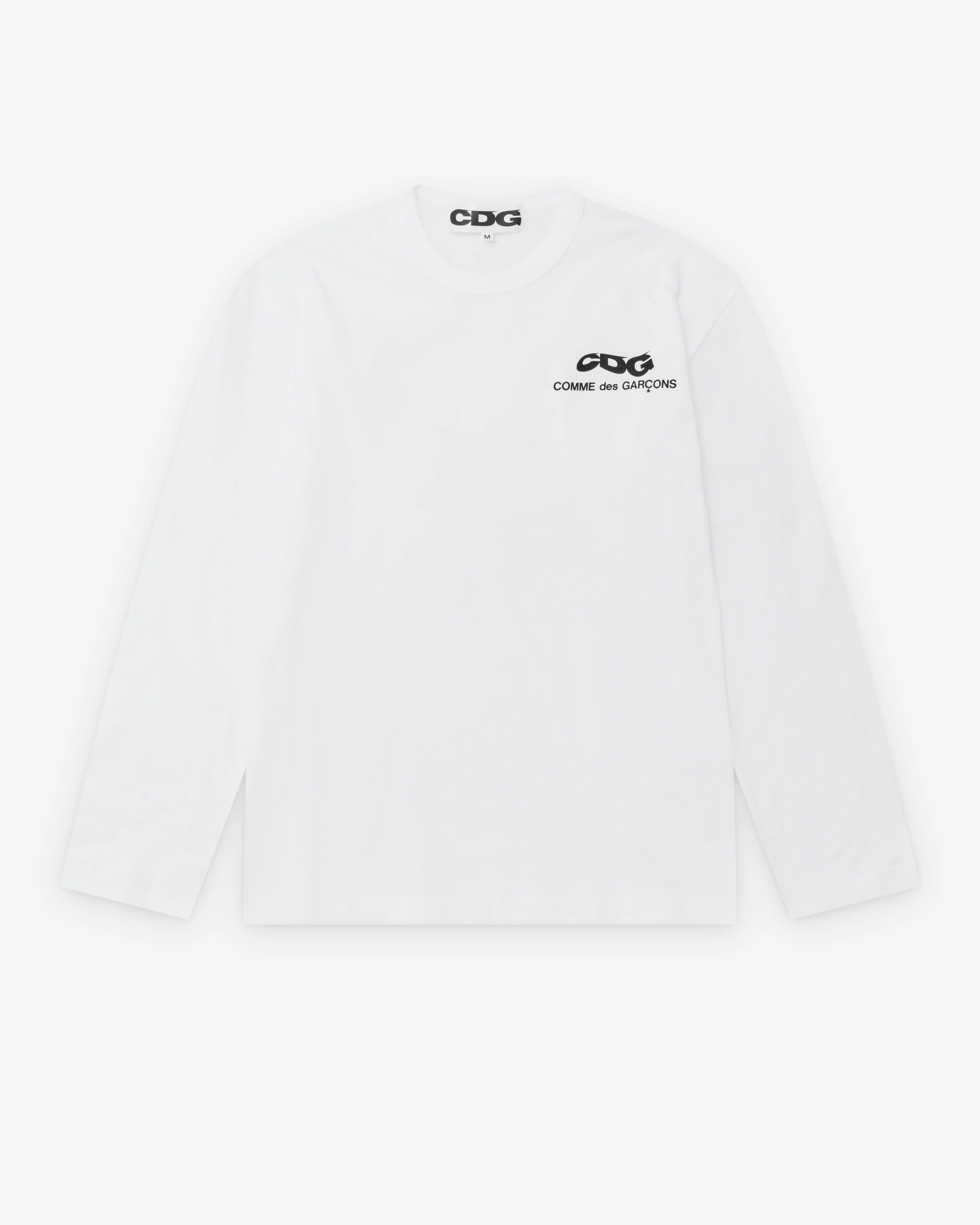 CDG - Men's Wavy Print Chest Logo L/S T-Shirt - (White)