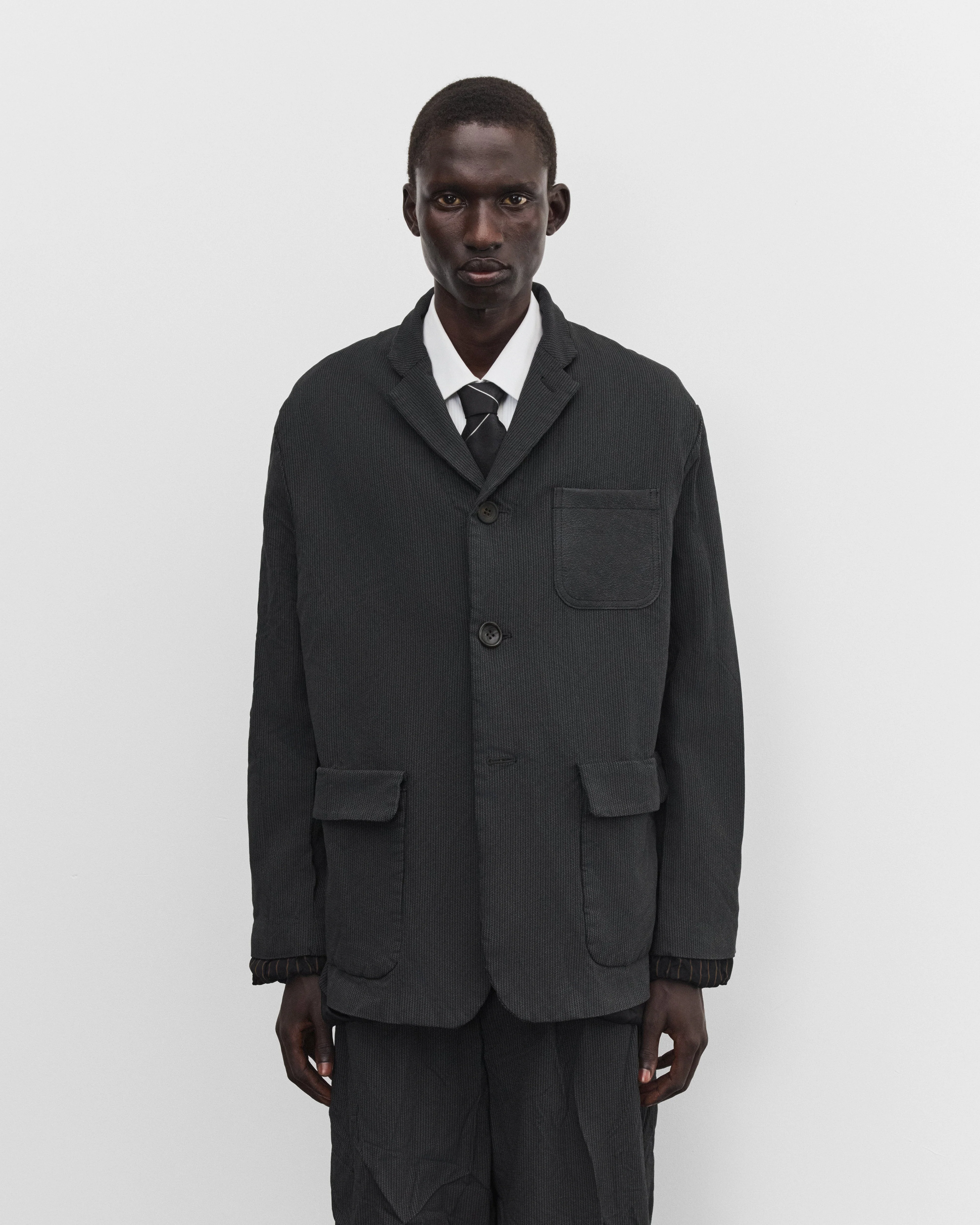 Junya Watanabe Man - Men's Herringbone Single Breasted Blazer - (Black/Grey)