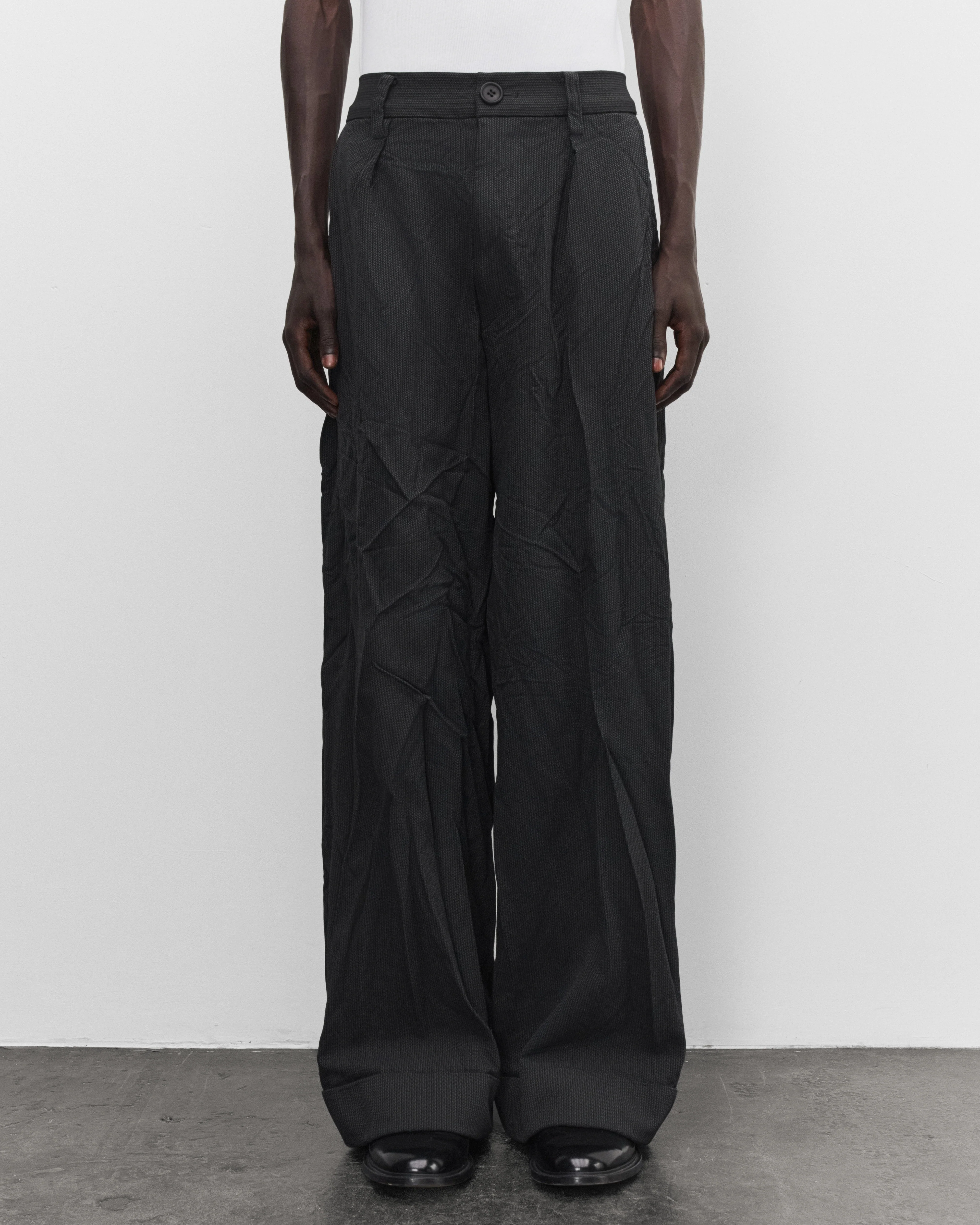 Junya Watanabe Man - Men's Herringbone Wide Fit Trousers - (Black)