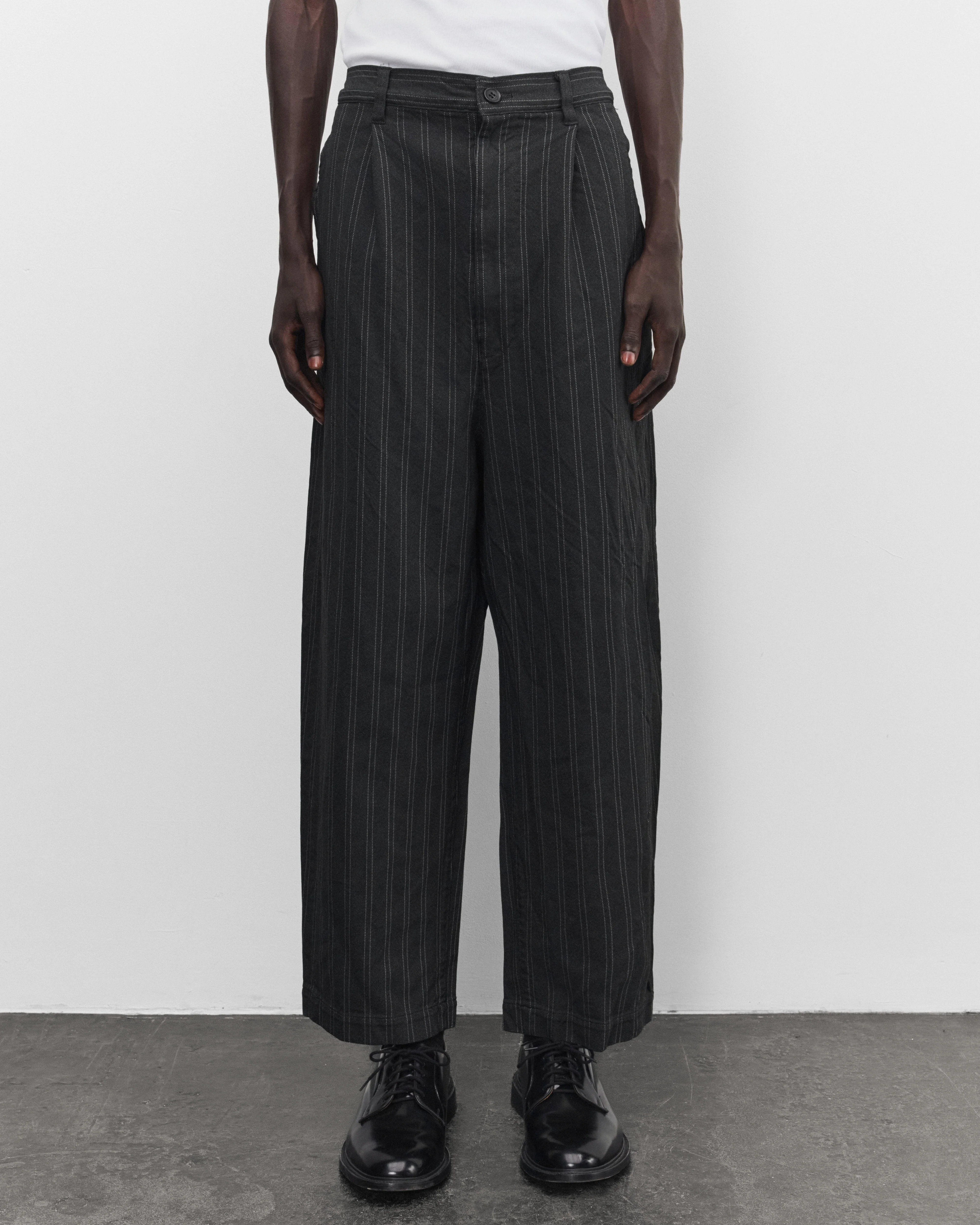 Junya Watanabe Man - Men's Pleated Stripe Trousers - (Grey/White)