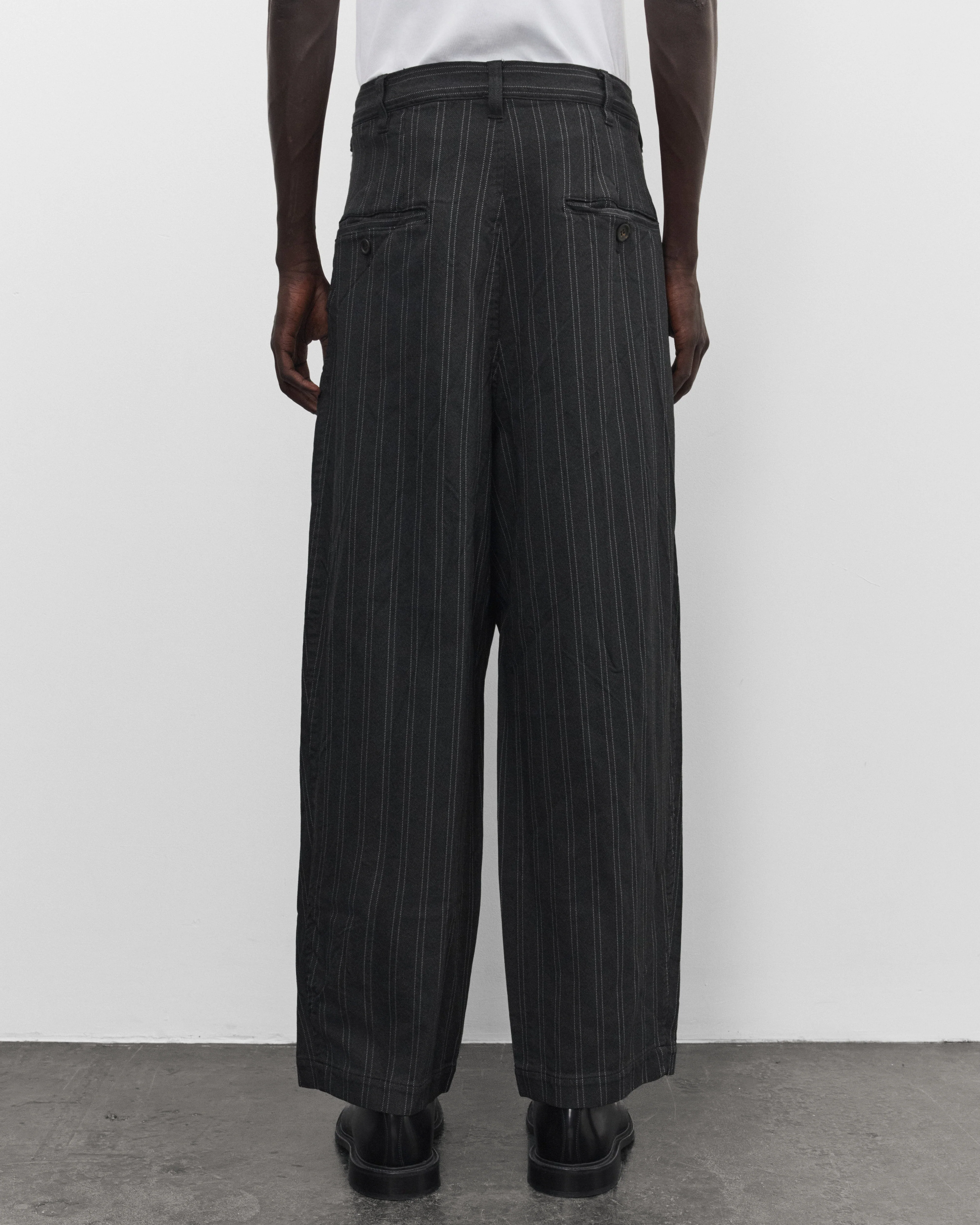 Junya Watanabe Man - Men's Pleated Stripe Trousers - (Grey/White)