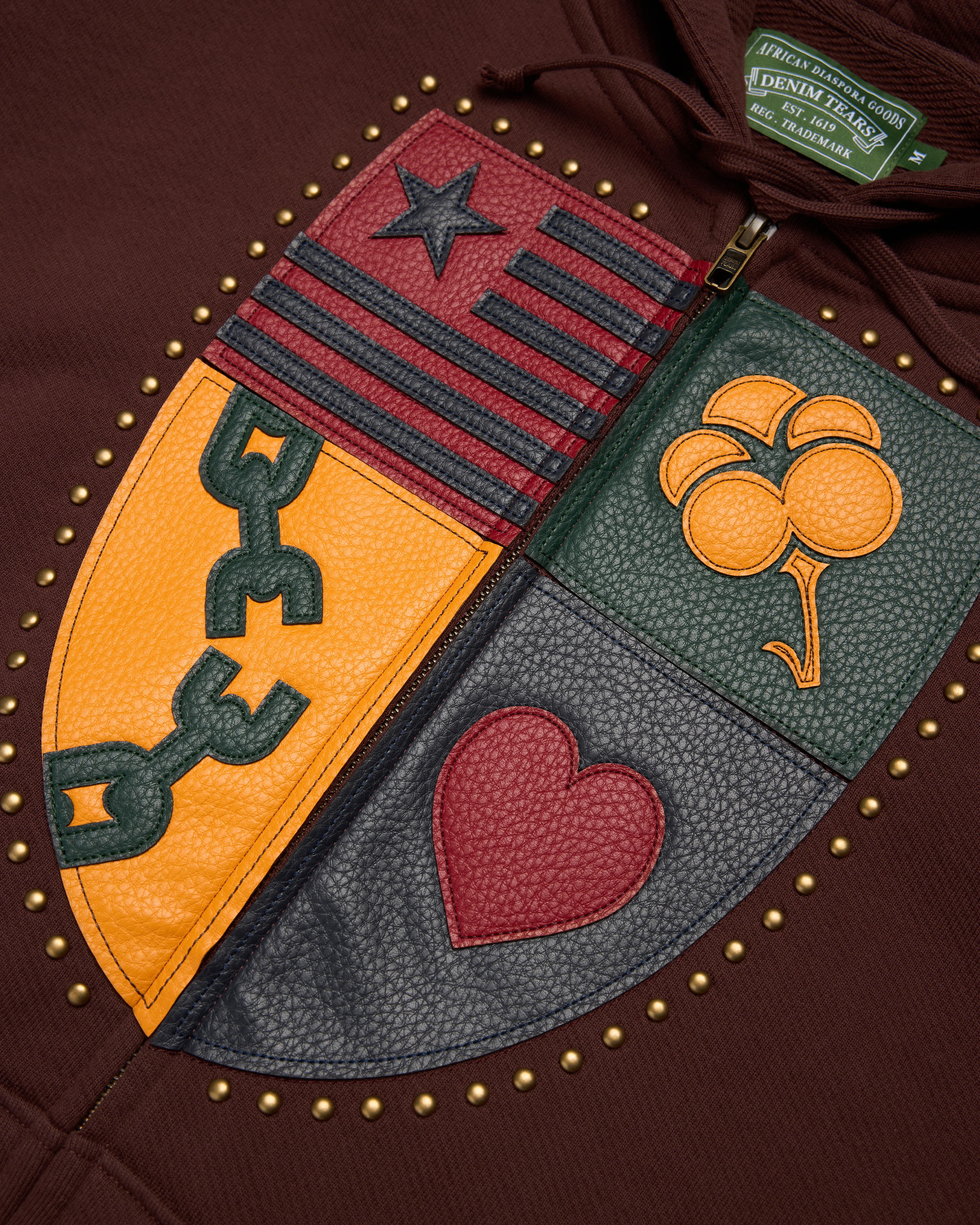 Denim Tears - Men's Crest Applique Zip Hoodie - (Washed Brown)