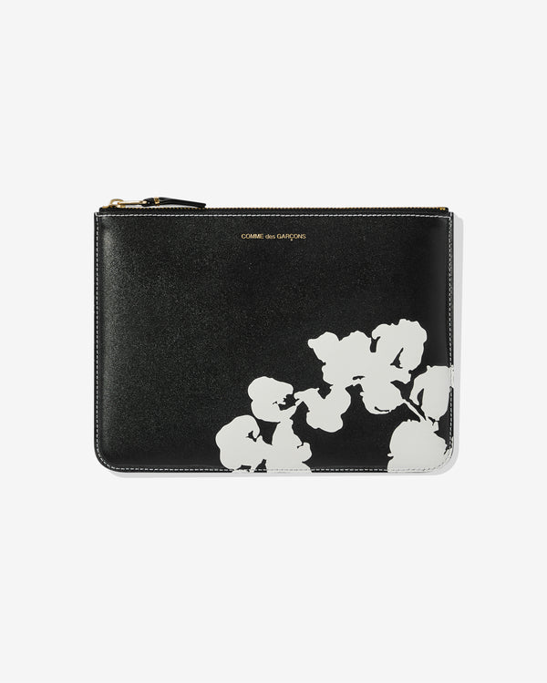 CDG Wallet - Denim Tears Wreath Zip Pouch - (Black) SA5100