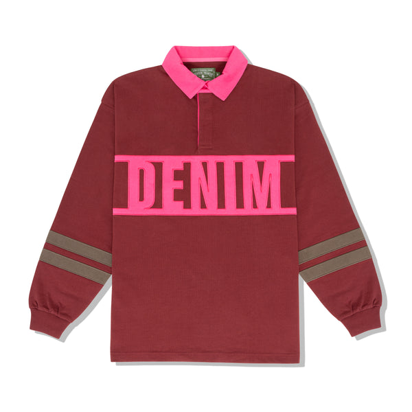 Denim Tears - Men
s Down By The Tears Rugby Top - (Burgundy)