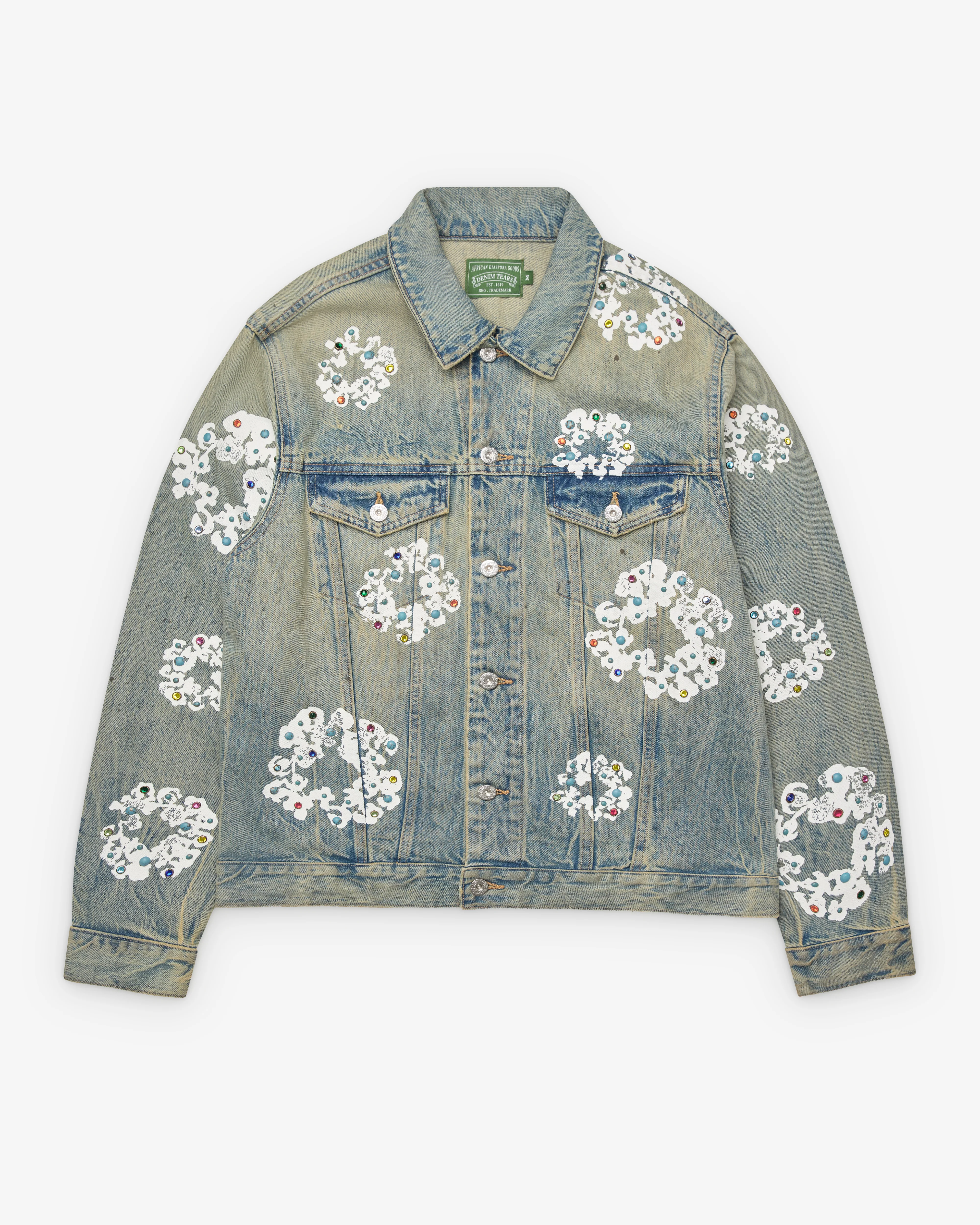 Denim Tears - Men's Studded Cotton Wreath Denim Jacket - (Dirty Wash)