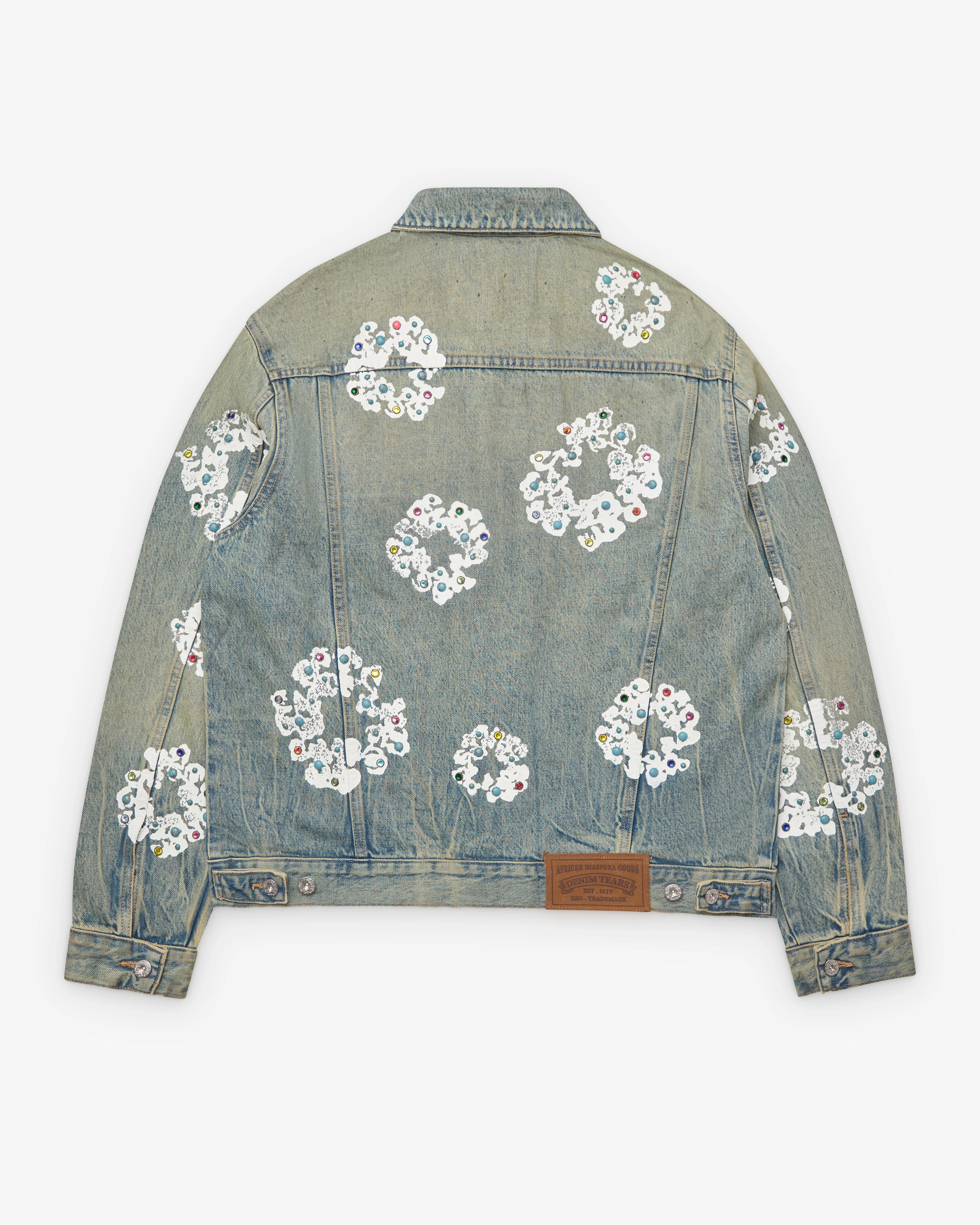 Denim Tears - Men's Studded Cotton Wreath Denim Jacket - (Dirty Wash)