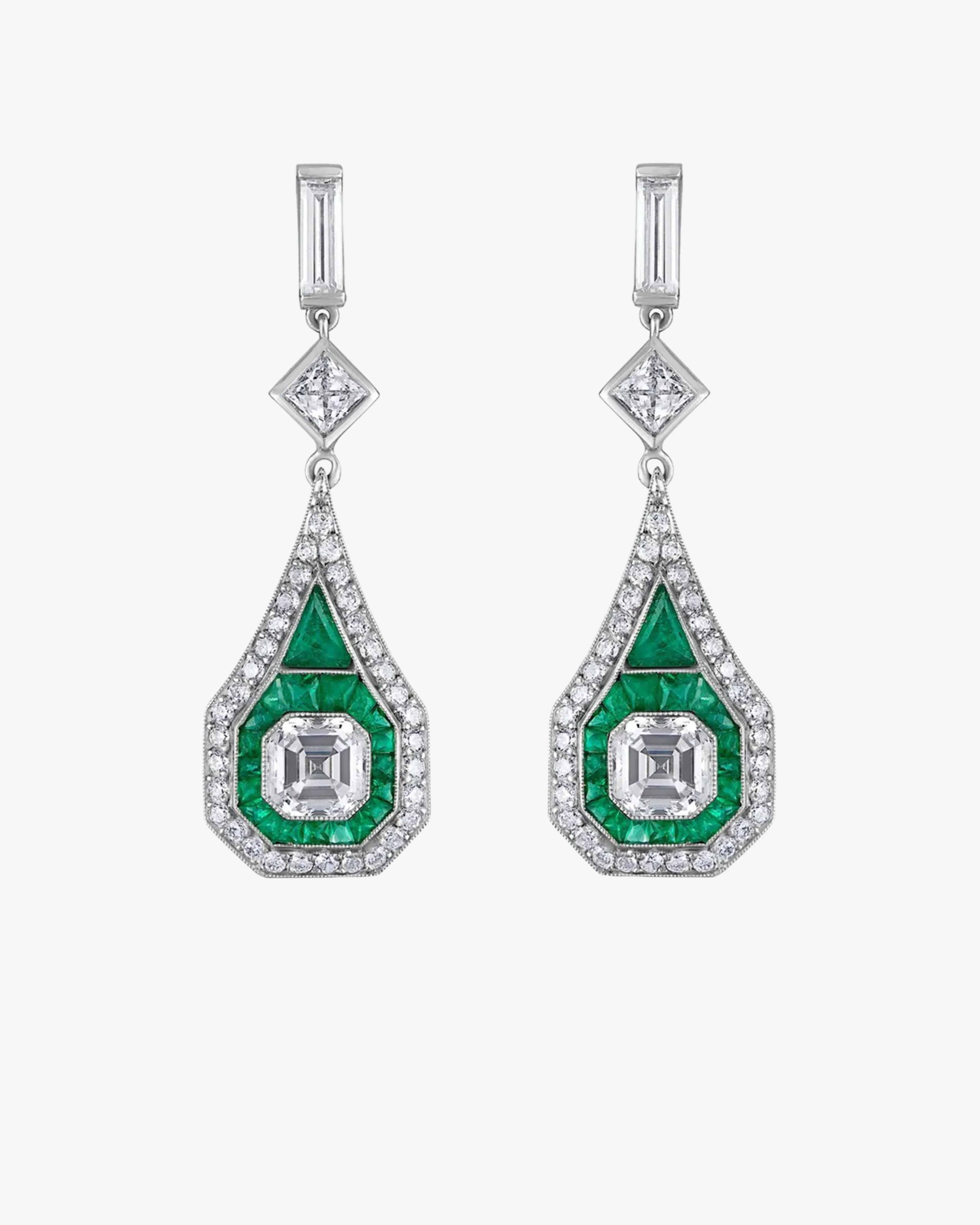 Mindi Mond - Women's Deco Elongated Drop Earrings - (Green)