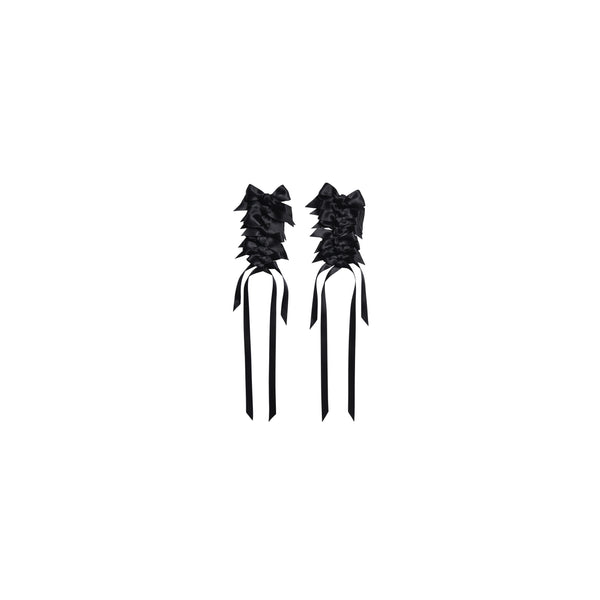 Simone Rocha - Women
s Long Rosette Bow Earrings - (Black)