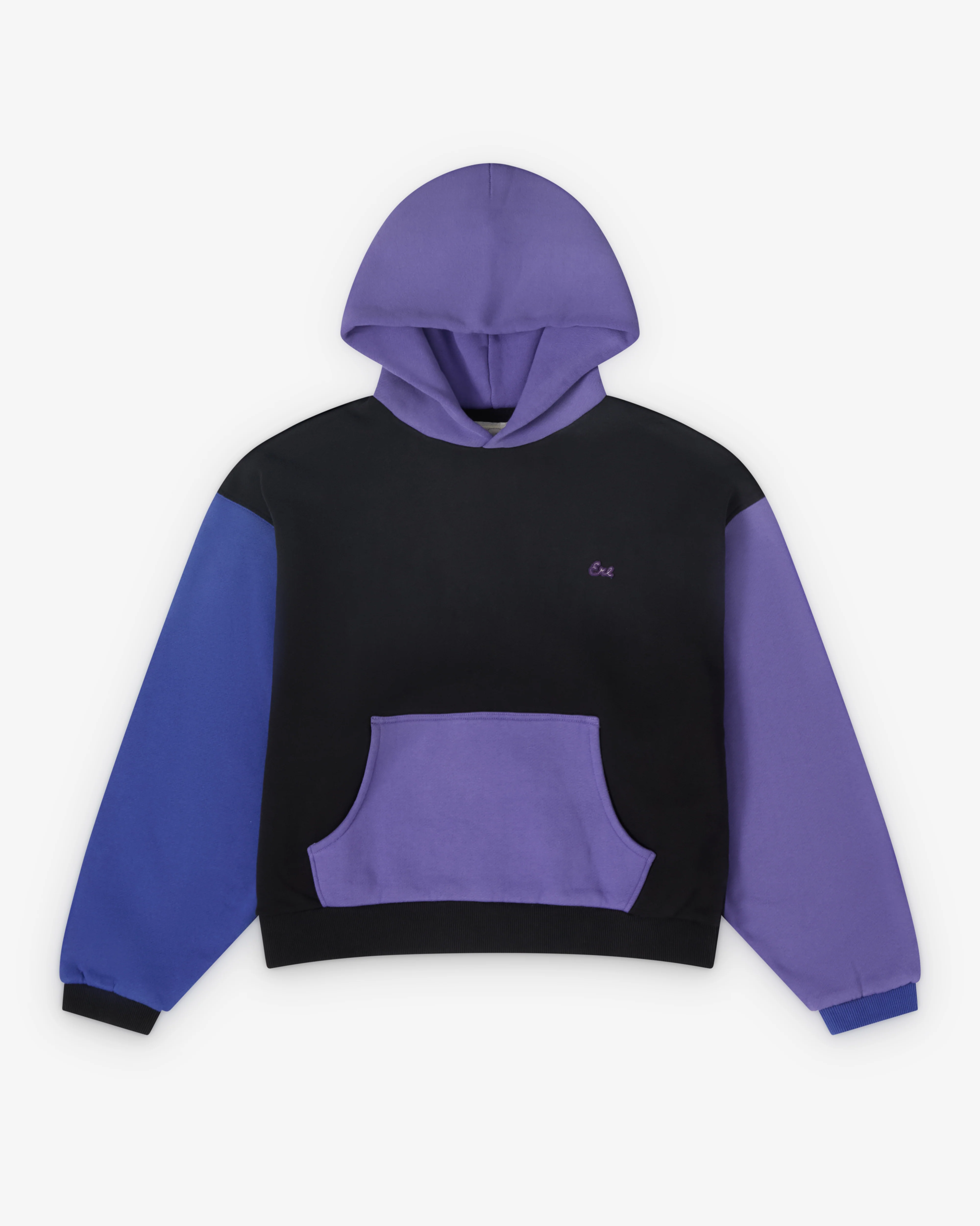 ERL - Men's Color Block Hoodie - (Black/Purple)