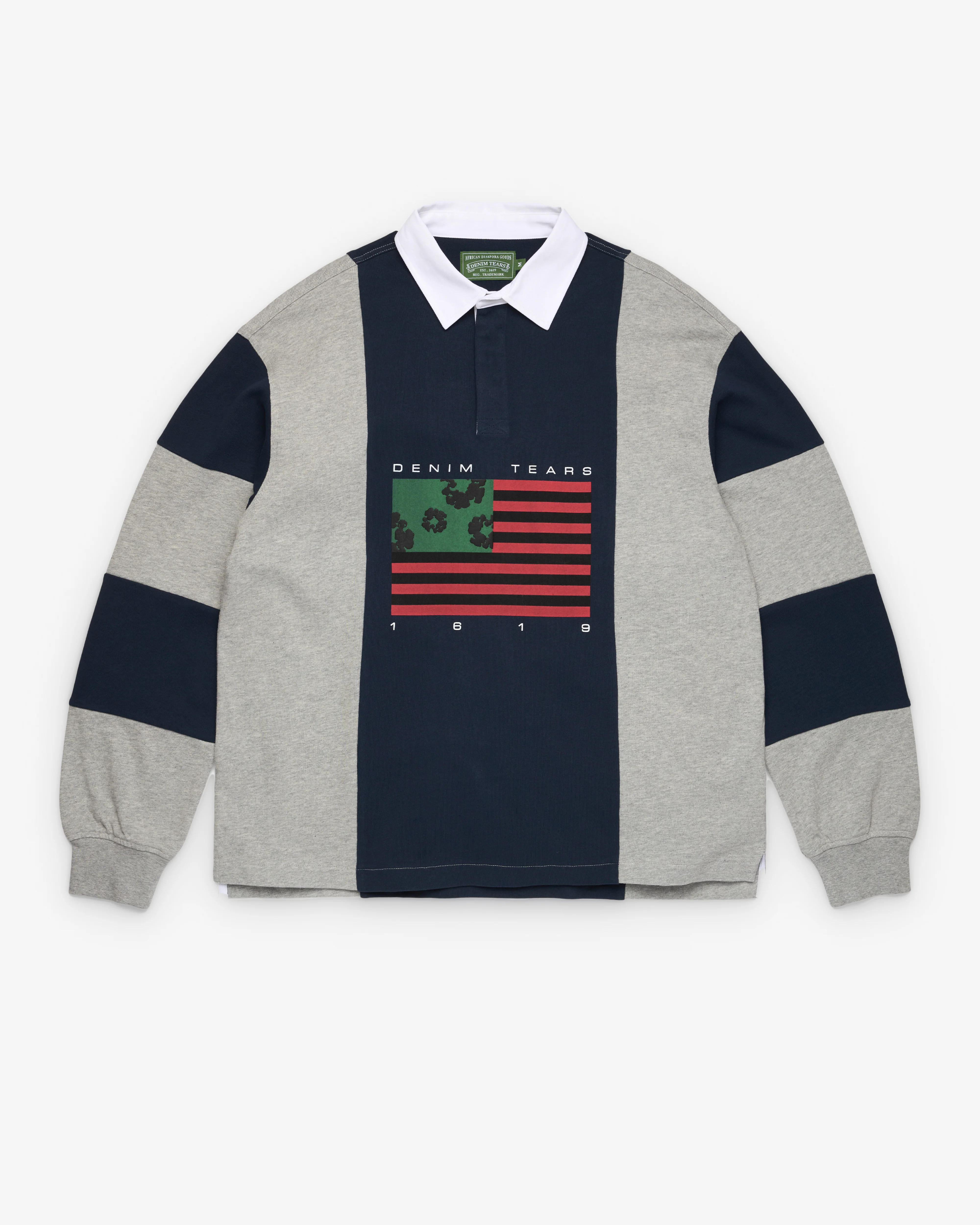 Denim Tears - Men's Flag Rugby Shirt - (Grey/Navy)