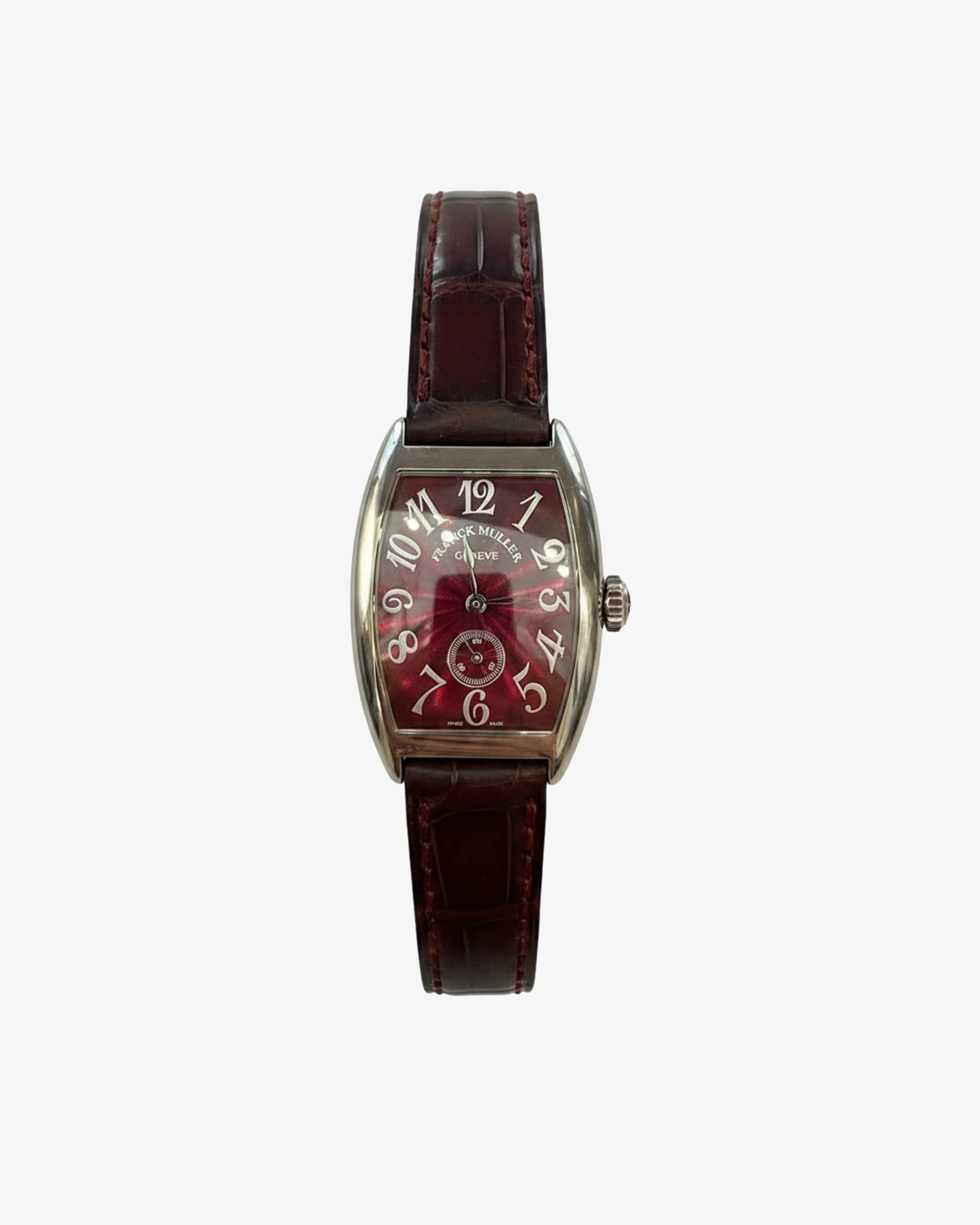 Classic 55 - Franck Muller Vintage Cintrée Curvex 18k White Gold 1750 Burgundy Guilloché Dial - (White Gold)