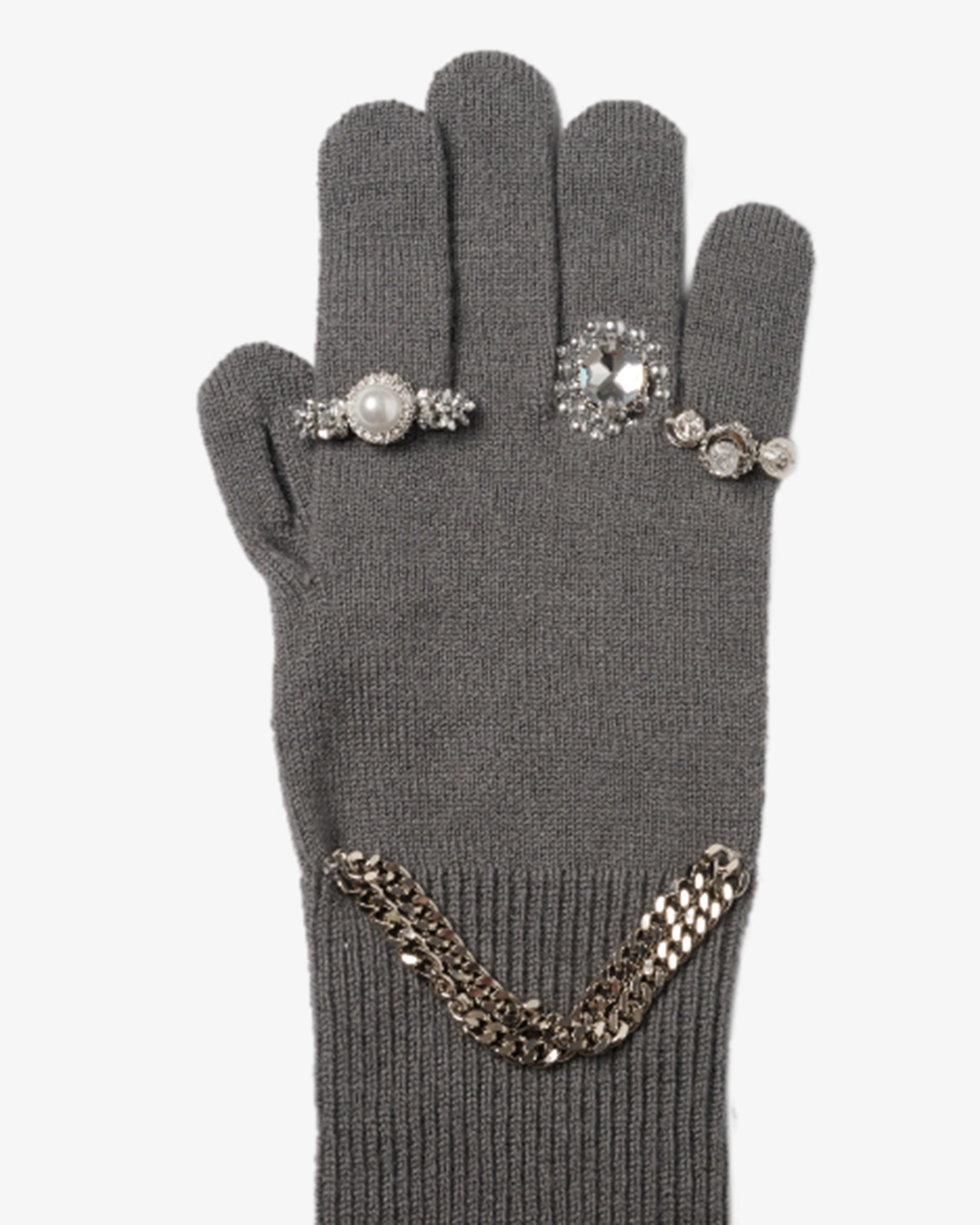 Doublet - Women's Jewelry Attached Long Gloves - (Grey)