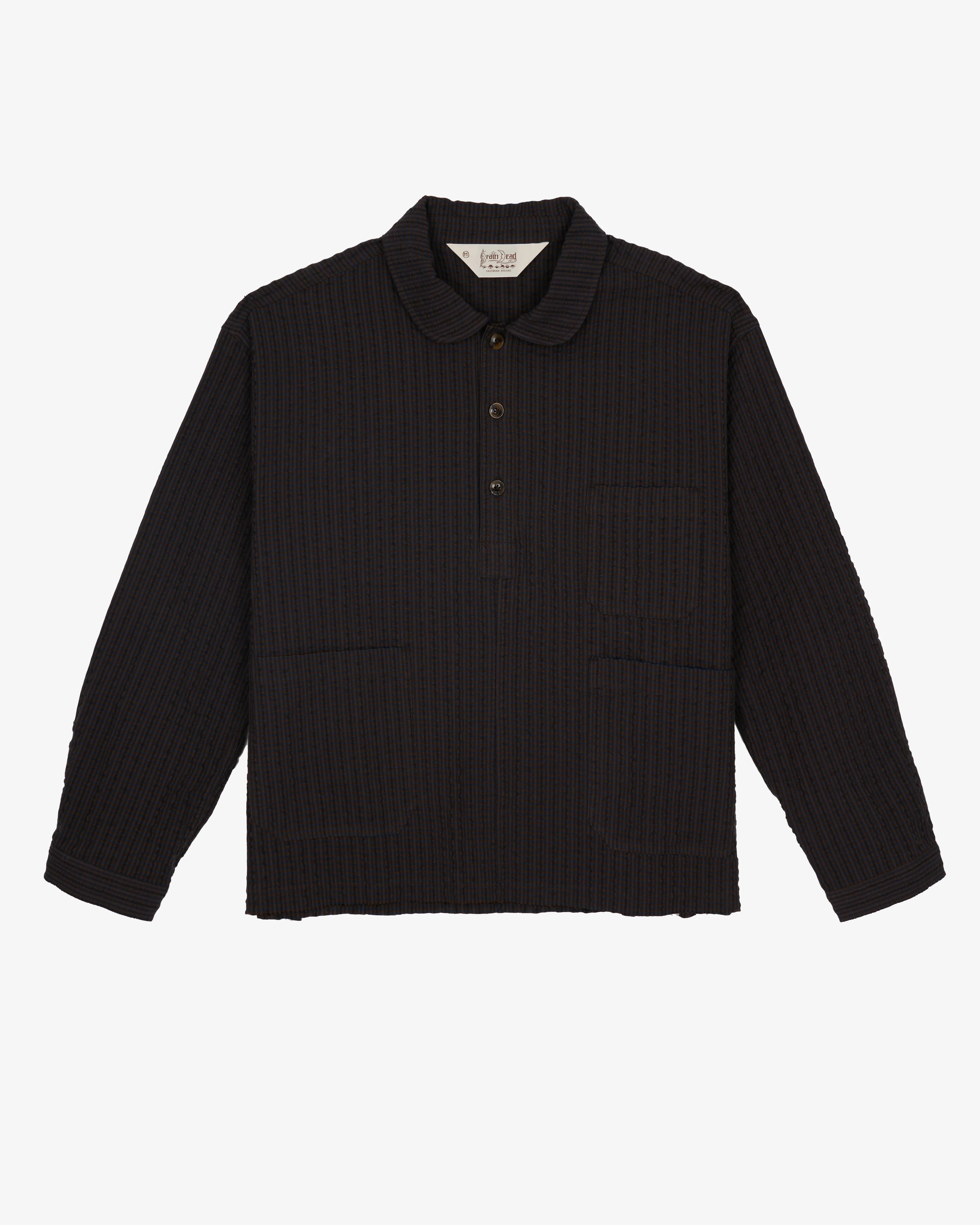 Brain Dead - Men's Gingham Round Collar Shirt - (Black)