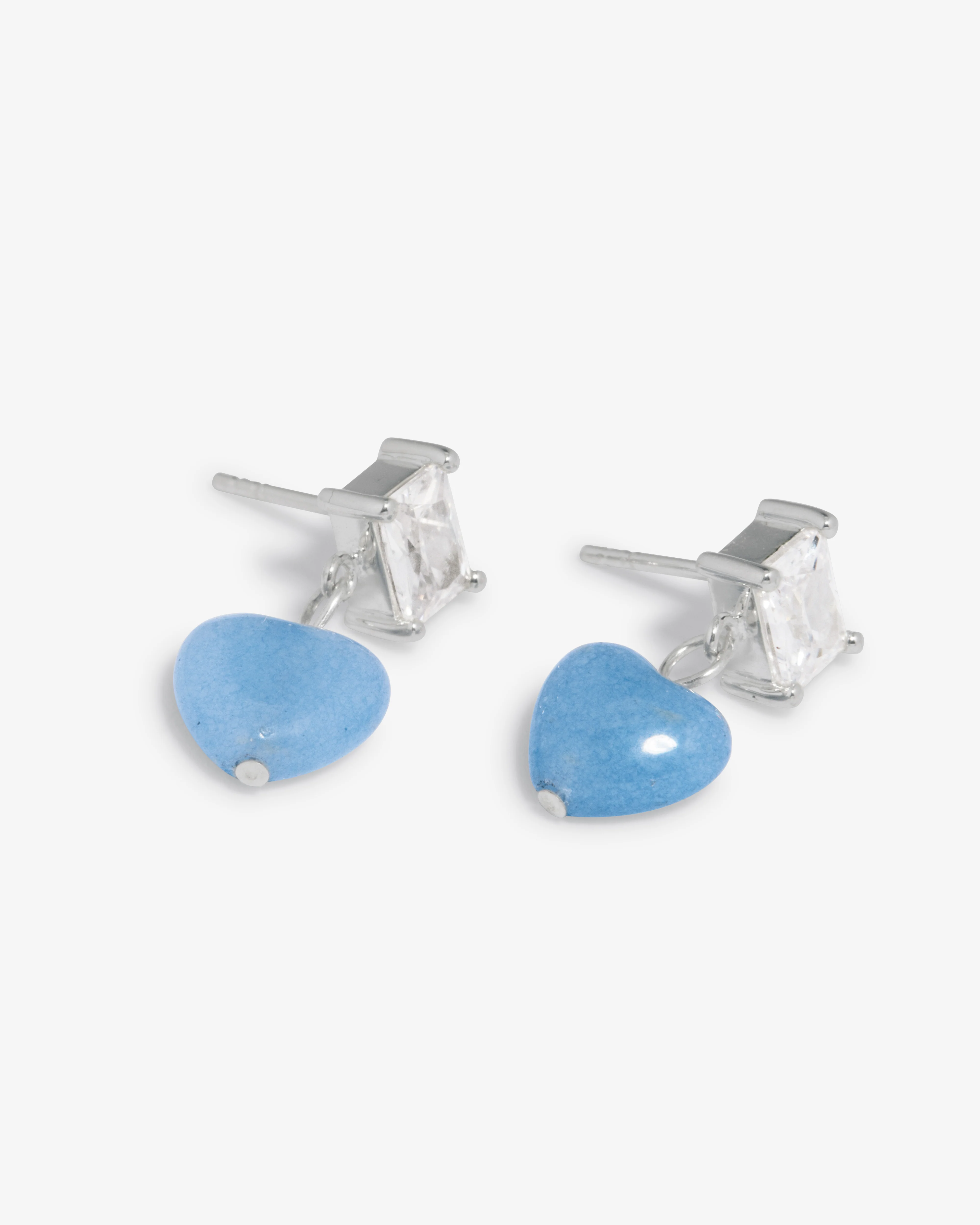 Completedworks - Women's Heart Bead Earrings - (Silver/Blue)