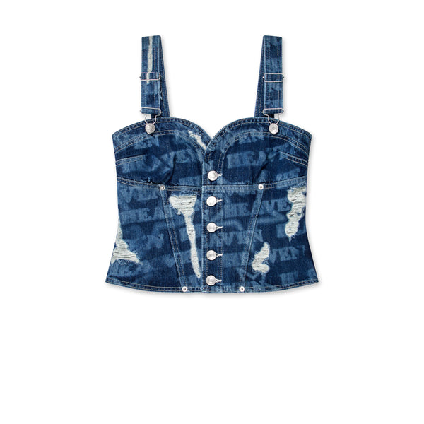 Heaven by Marc Jacobs - Women
s Frayed Corset Top - (Denim Blue)