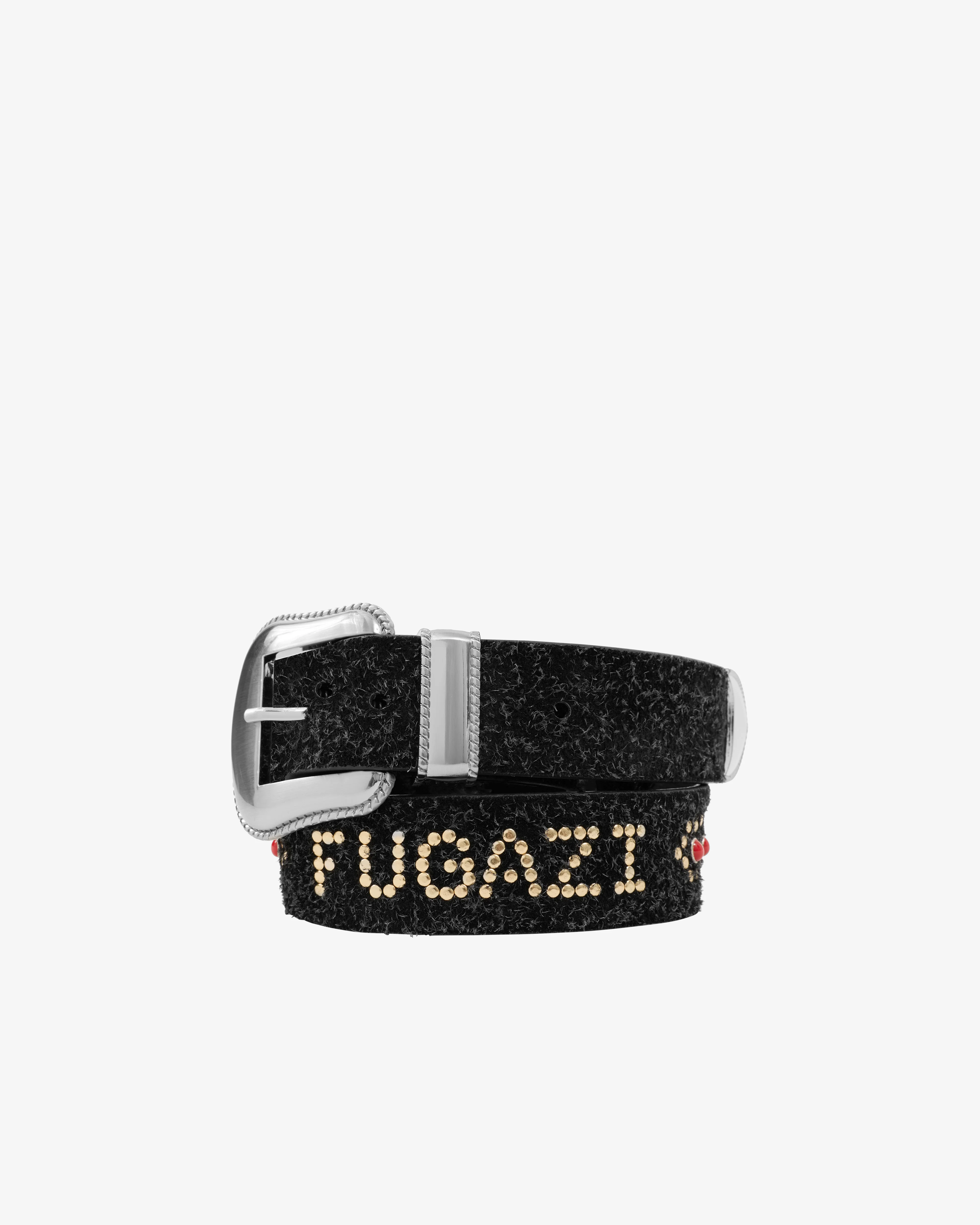 Fugazi - Men's Hairy Suede Western Belt - (Black/Ruby)