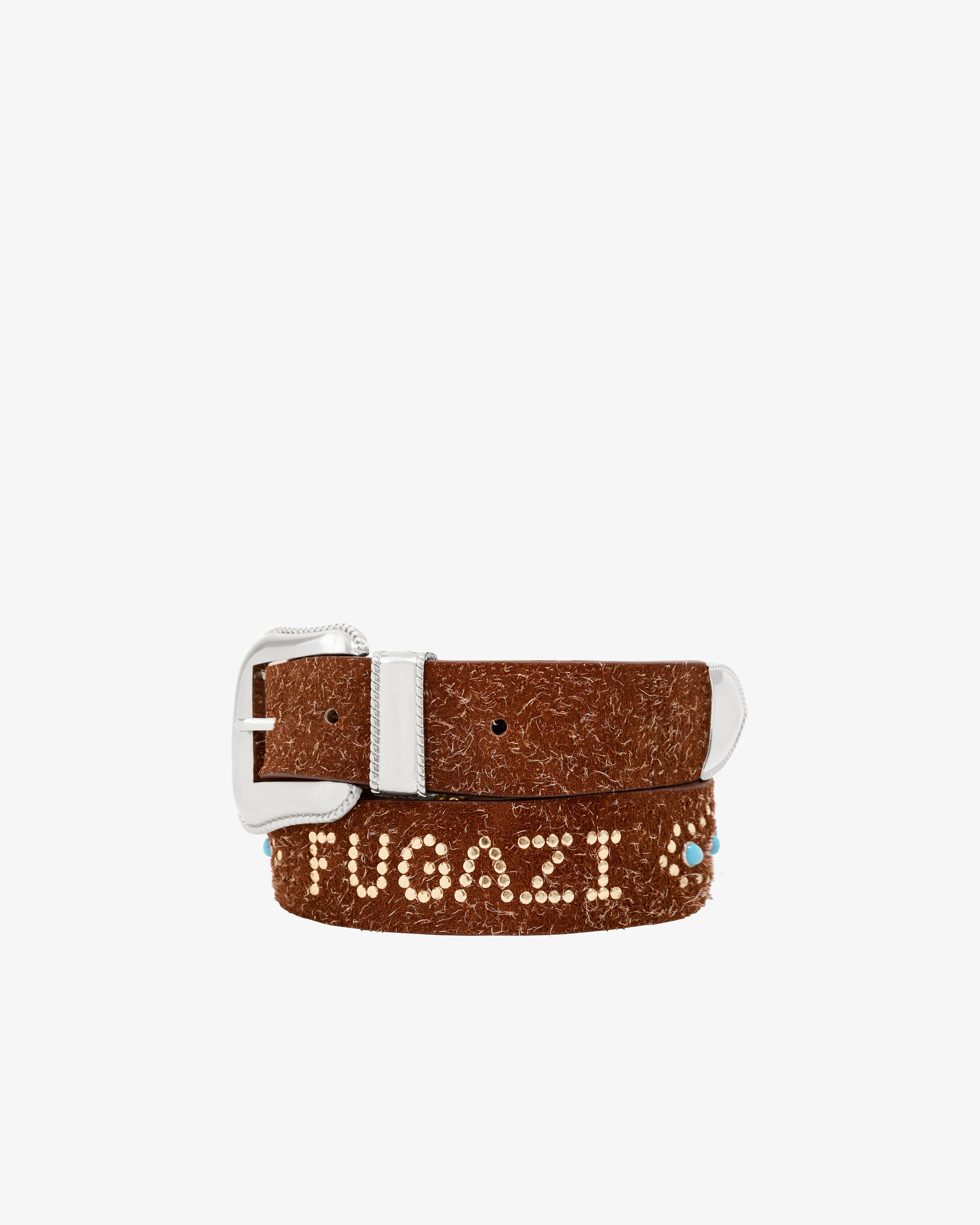 Fugazi - Men's Hairy Suede Western Belt - (Brown/Turqoise)