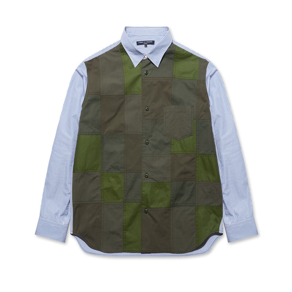 Comme des Garçons Homme - Men
s Multi Fabric Shirt - (Khaki/Blue)