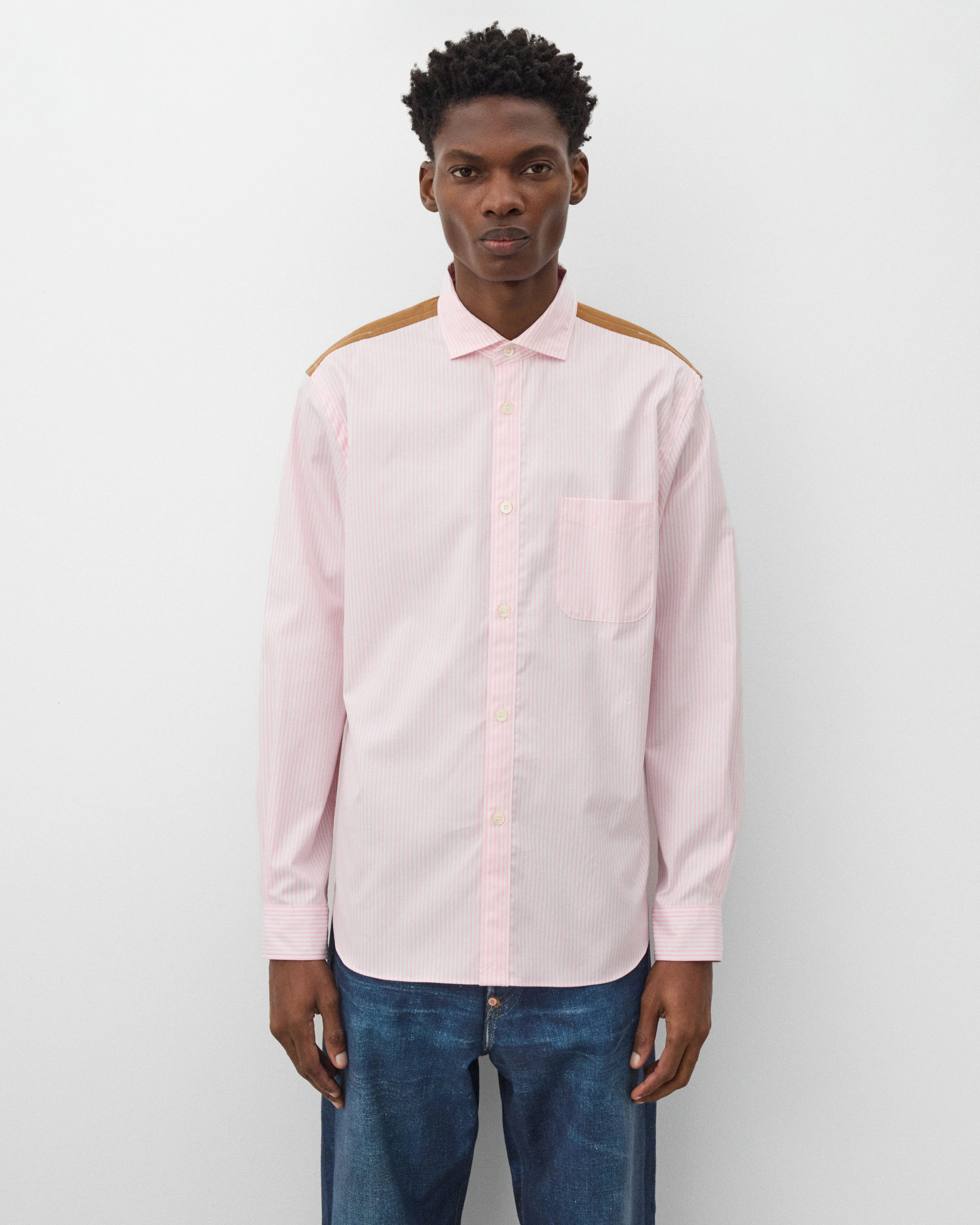 Junya Watanabe Man - Men's Stripe & Check Shirt - (Pink)