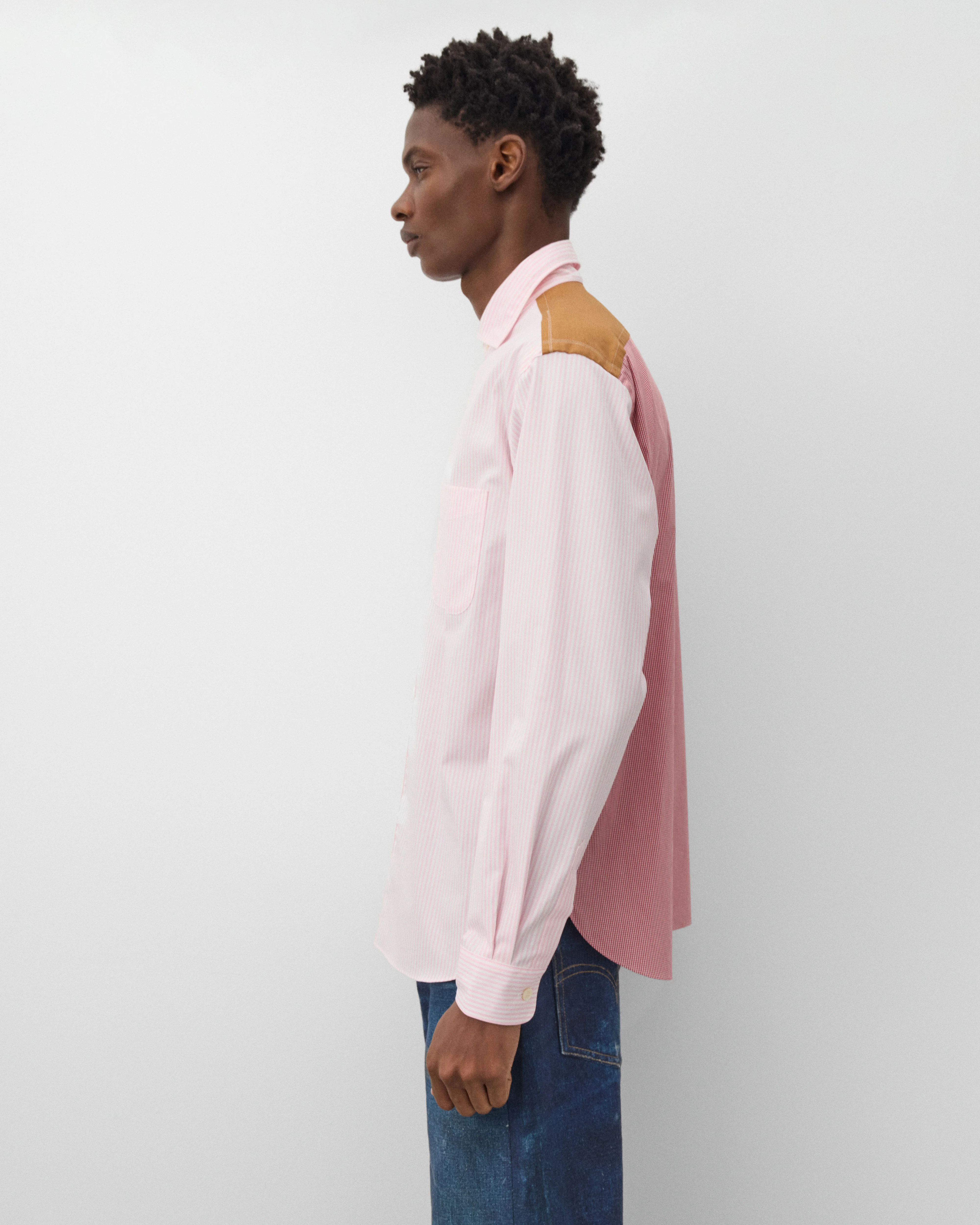 Junya Watanabe Man - Men's Stripe & Check Shirt - (Pink)