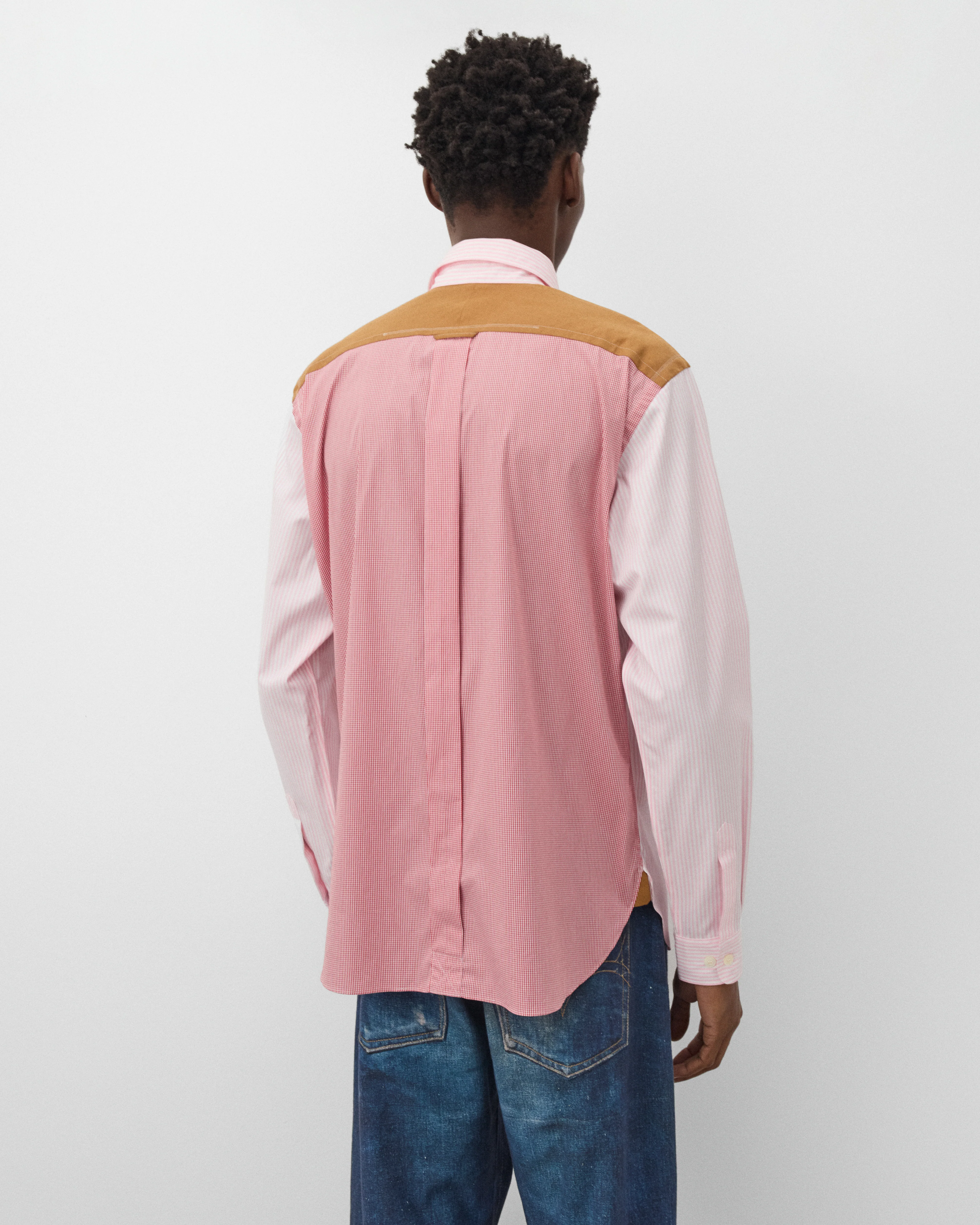 Junya Watanabe Man - Men's Stripe & Check Shirt - (Pink)